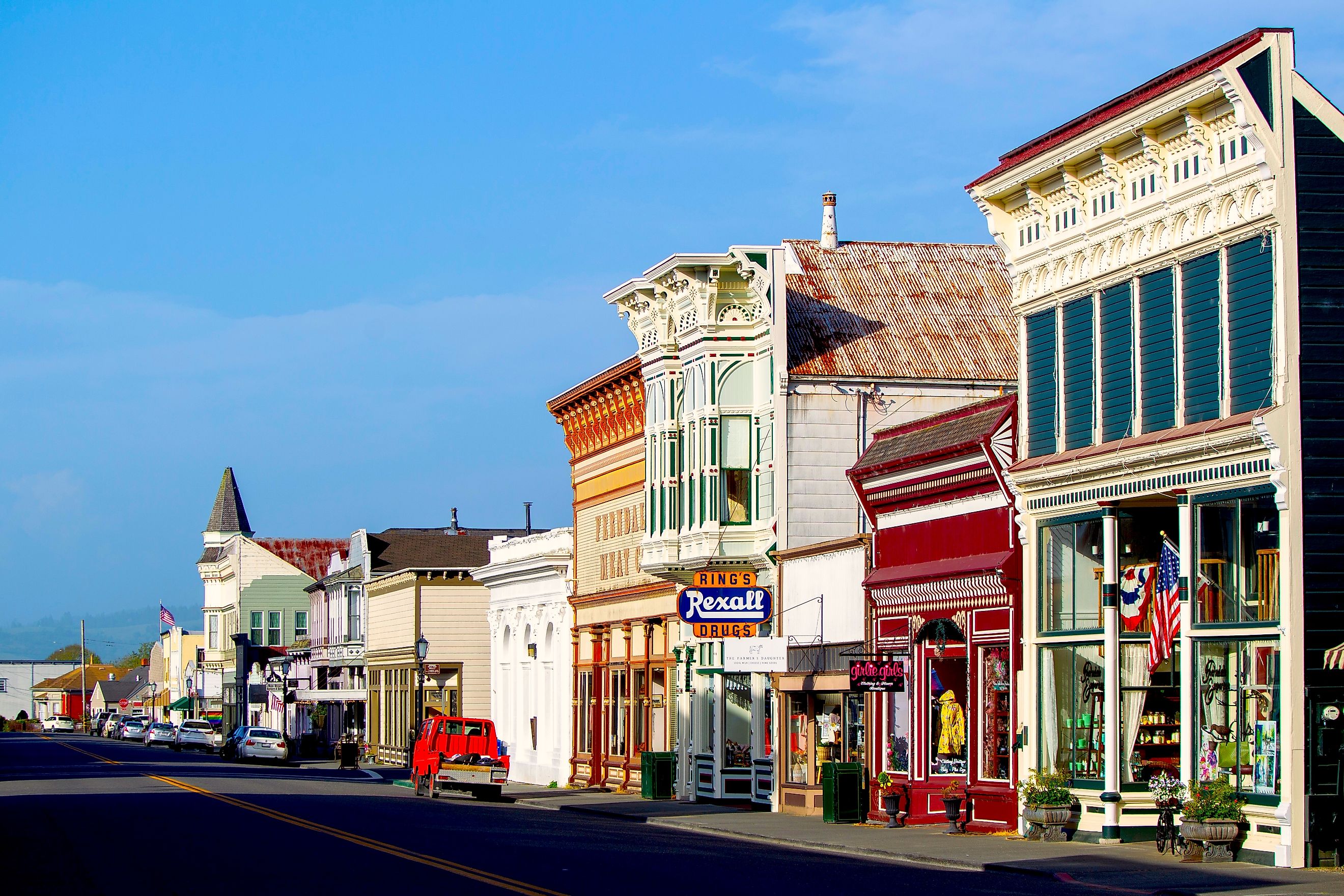 Main Street in the historic Victorian Village of Ferndale, California. Editorial credit: Conor P. Fitzgerald / Shutterstock.com.