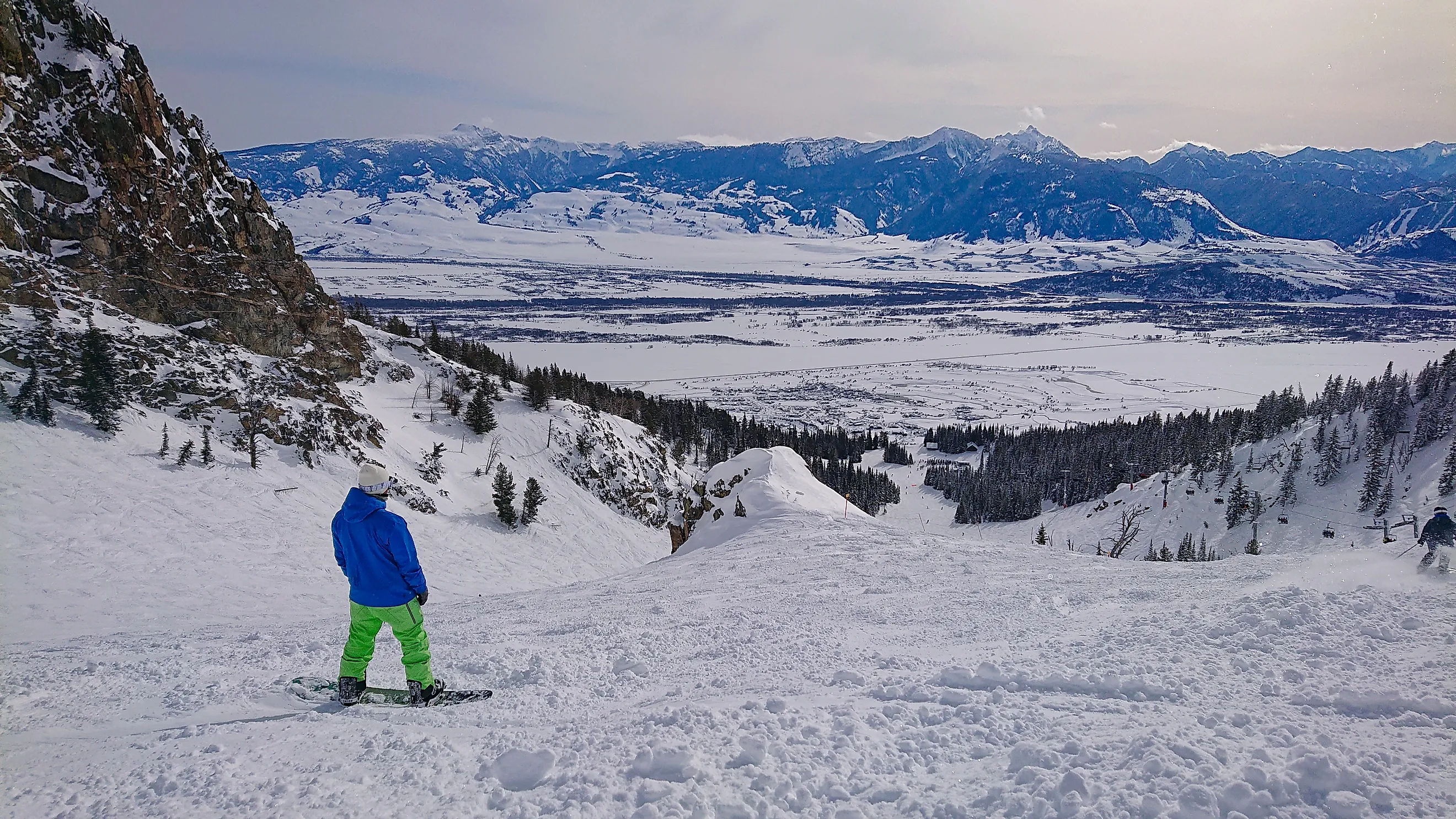 Ski resort slope overlooking Jackson, Wyoming