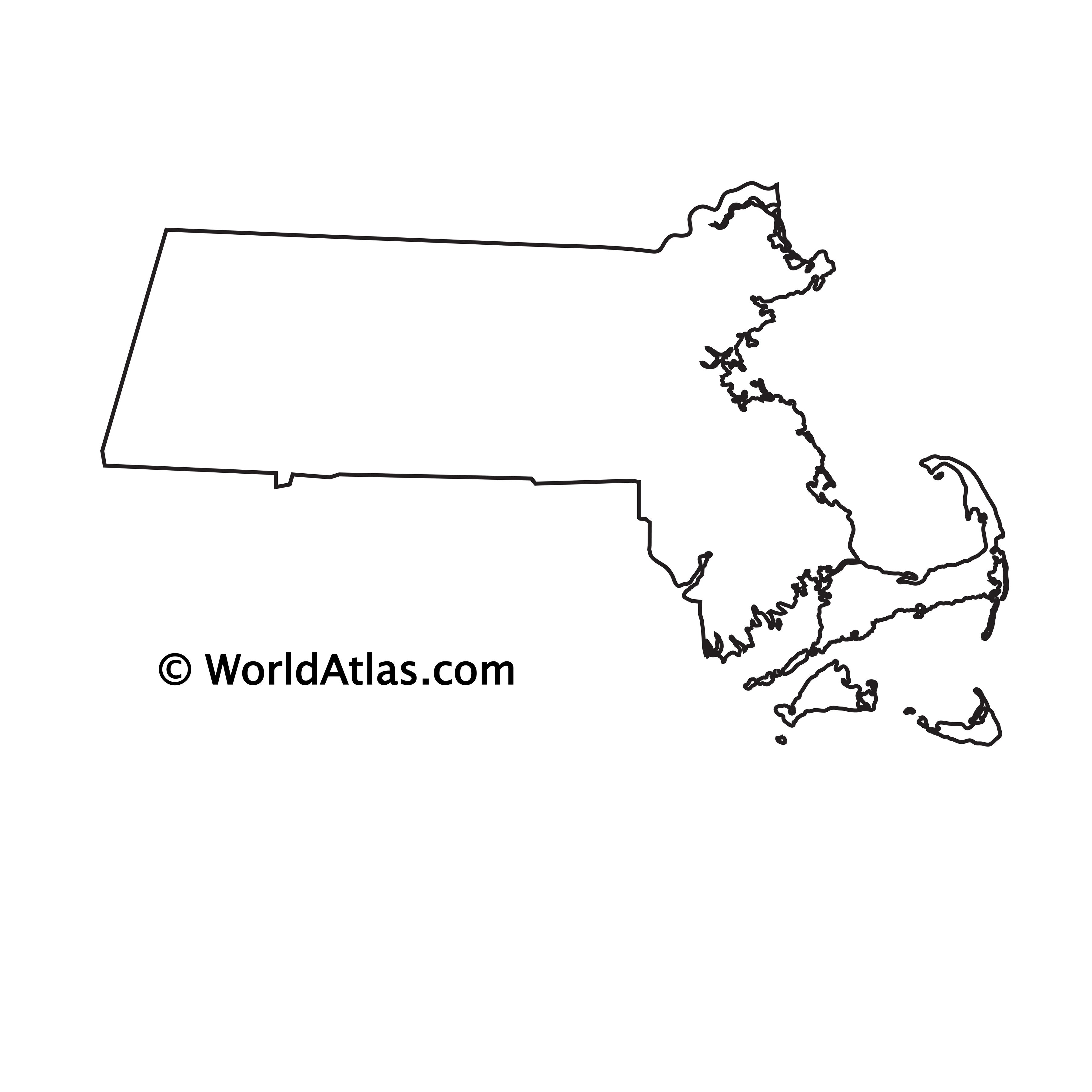 black and white political map of massachusetts