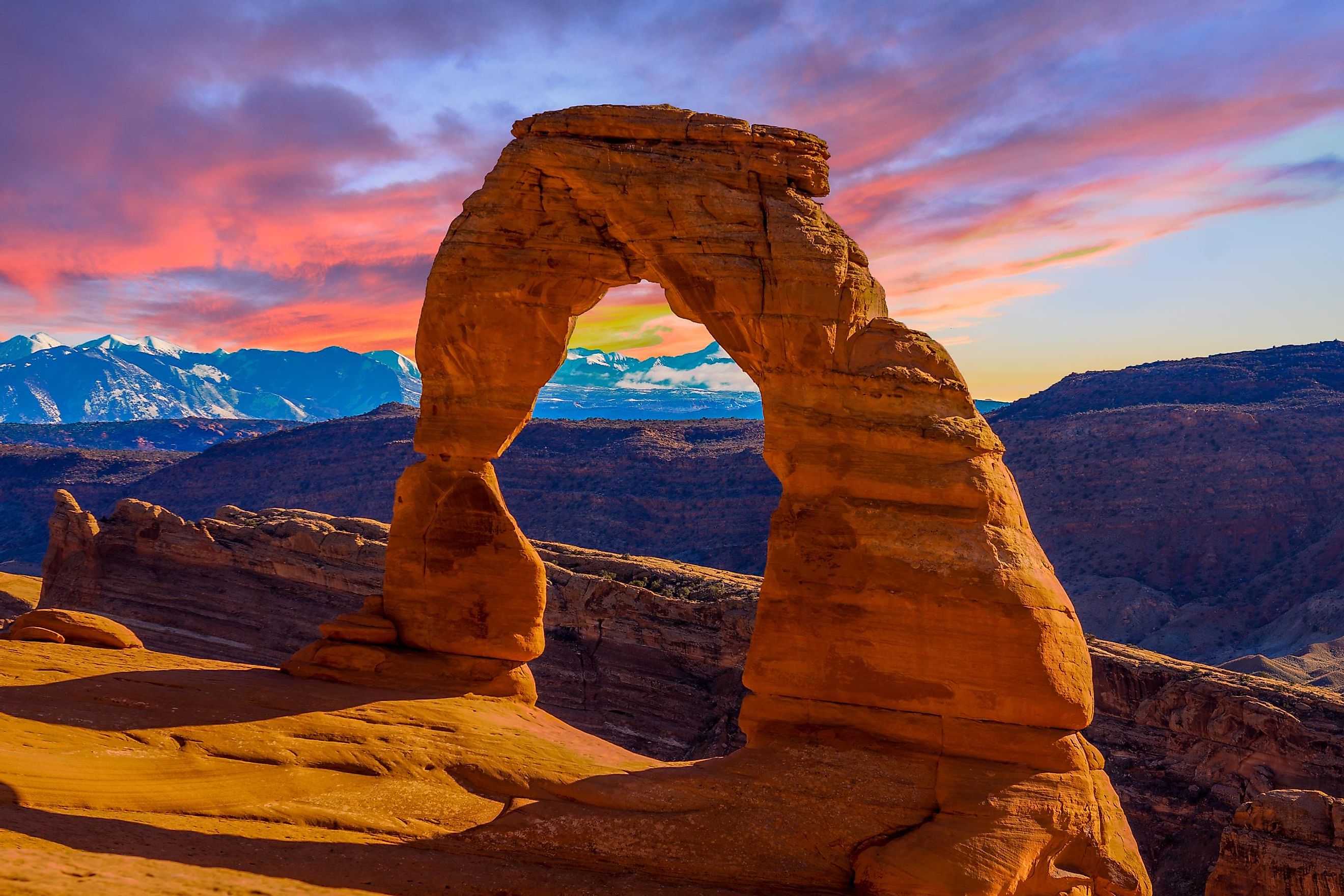 Stunning sunset captured at Arches National Park in Moab, Utah.