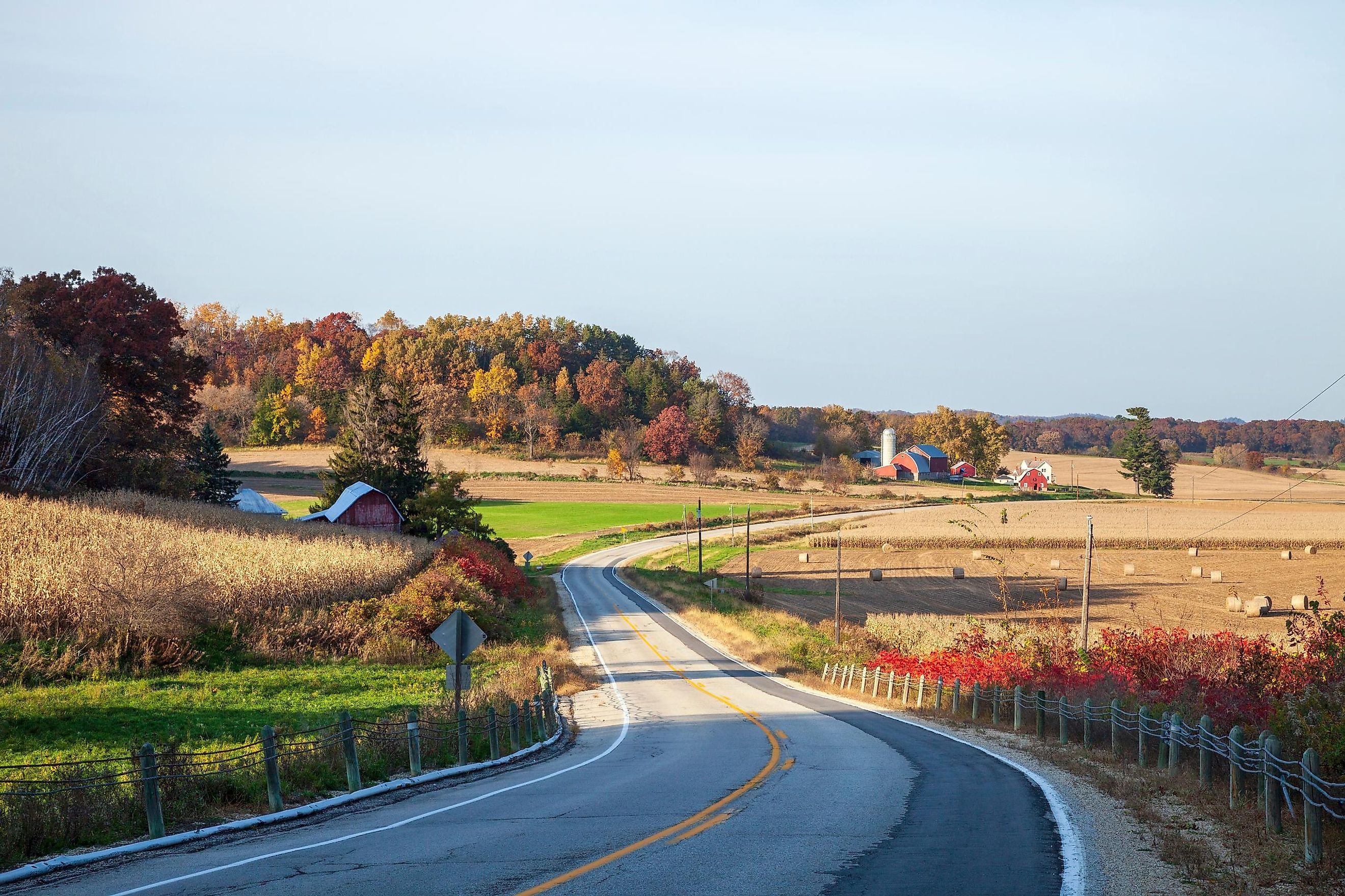 Scenic road through the Wisconsin countryside.