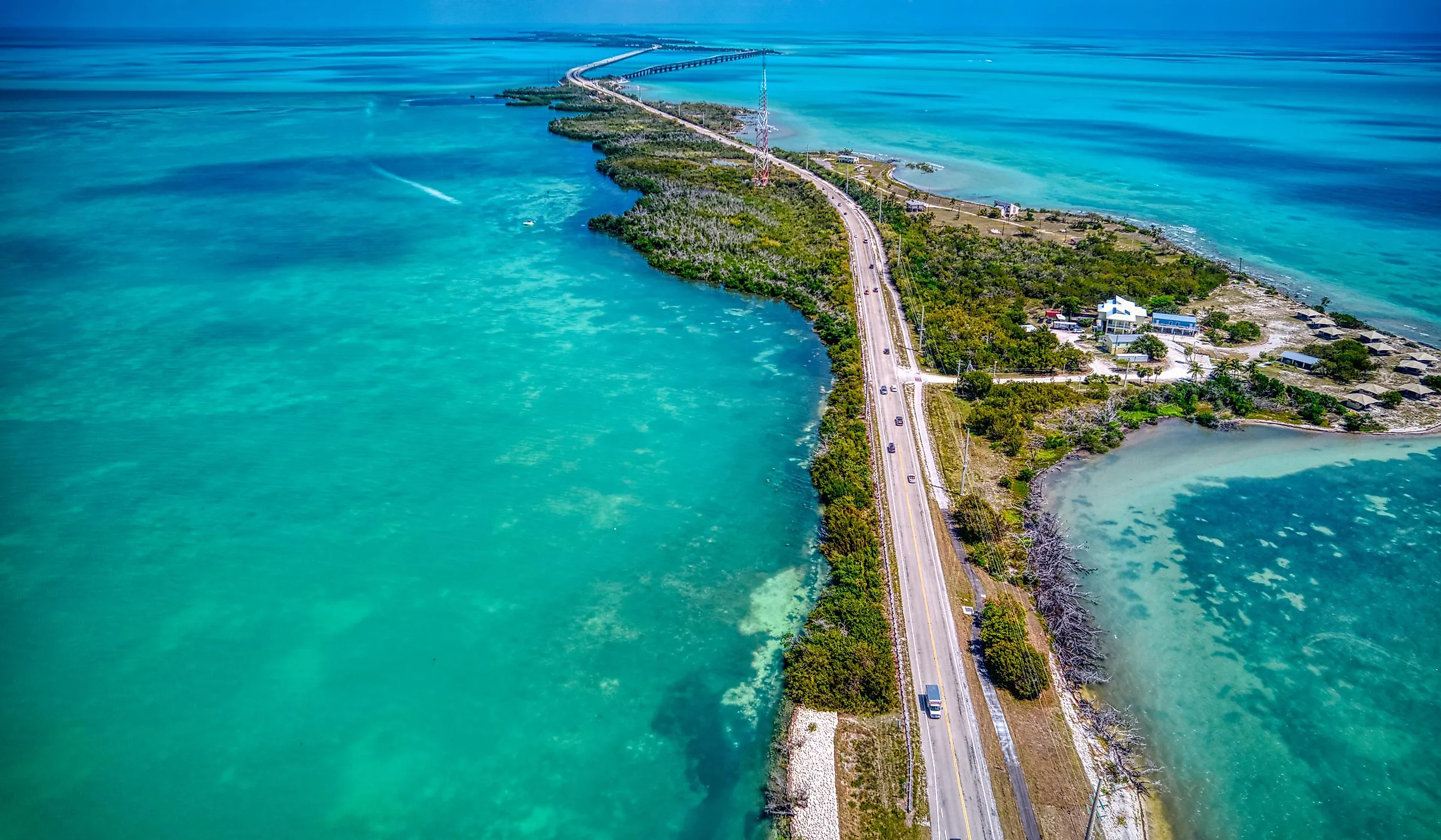 The Overseas Highway in the Florida Keys, also known as the Florida Keys Scenic Highway.