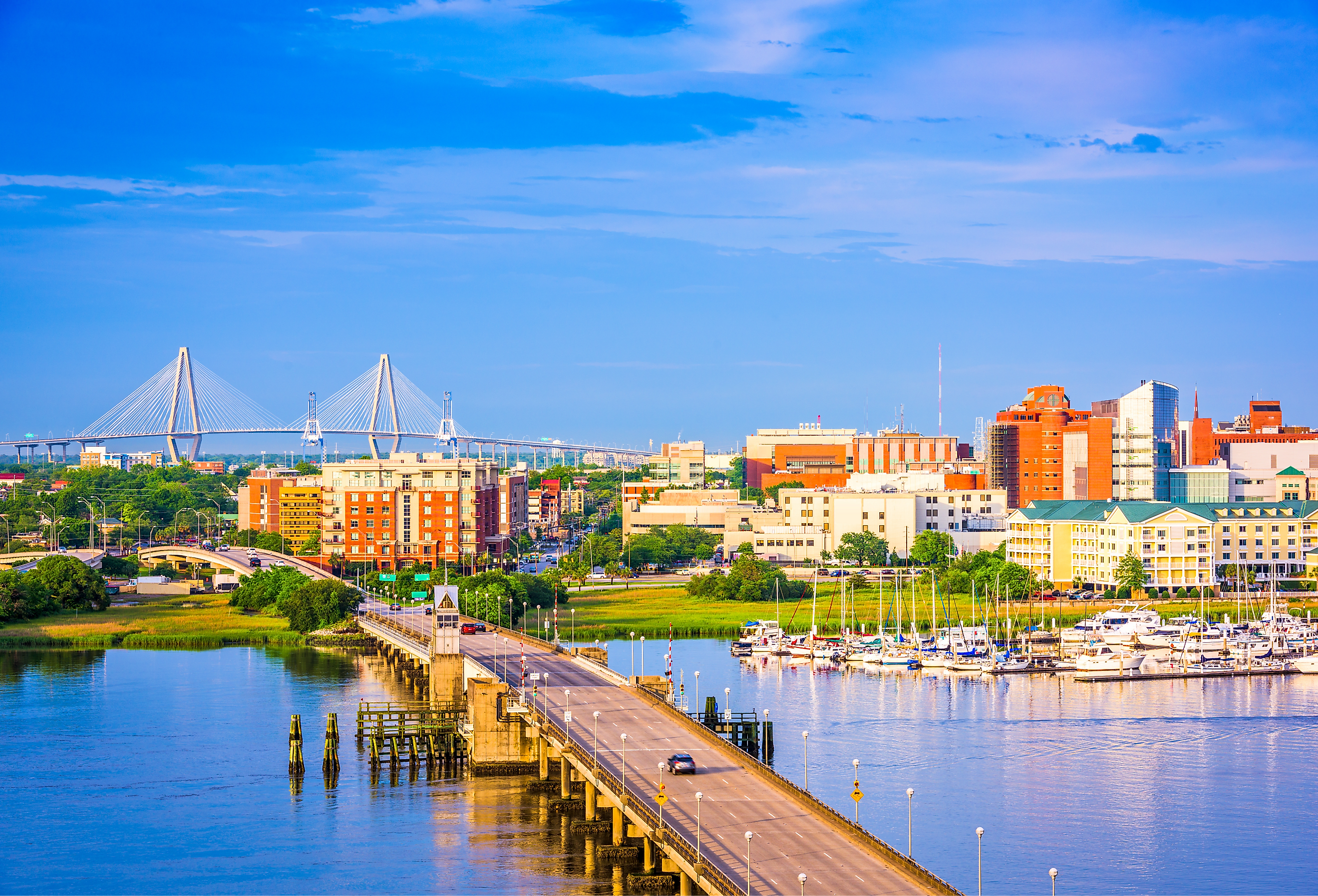 Road over the water by the harbor in Charleston, South Carolina.