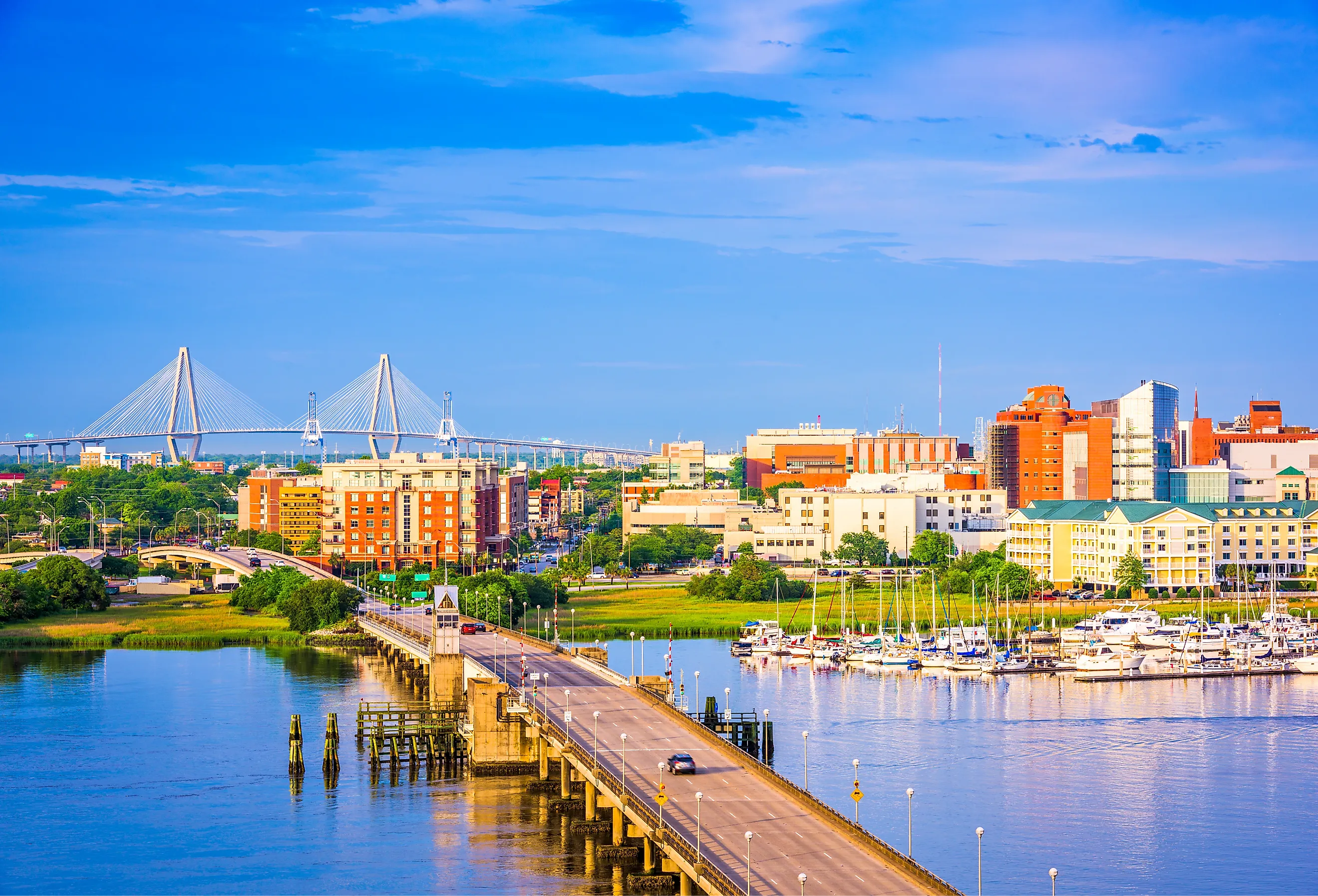 Road over the water by the harbor in Charleston, South Carolina.