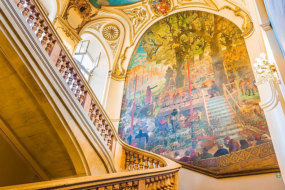 The Capitole de Toulouse showing Neoclassical art works by Jean-Paul Laurens. Editorial credit: Semmick Photo / Shutterstock.com.