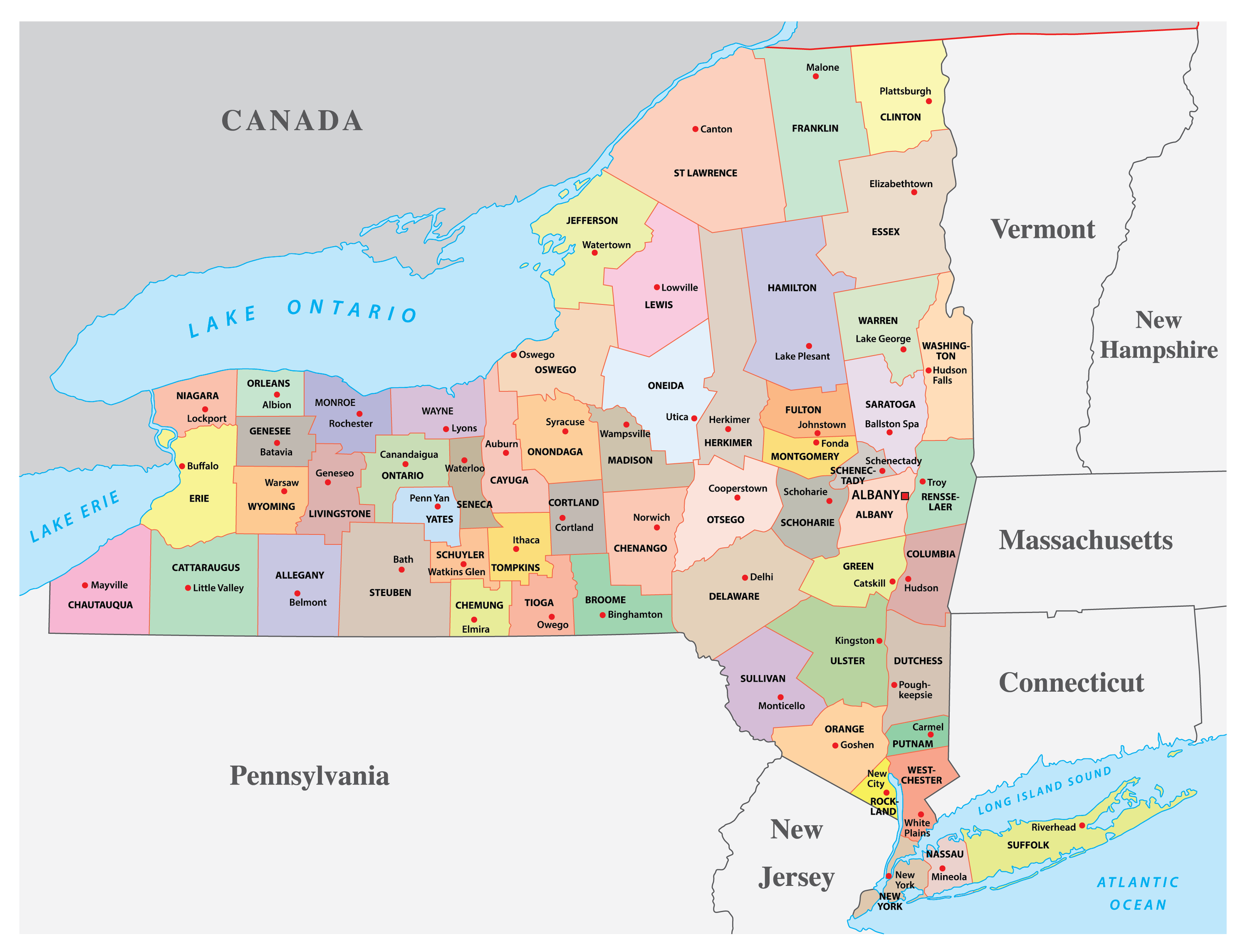 Map Of Counties New York - World Map