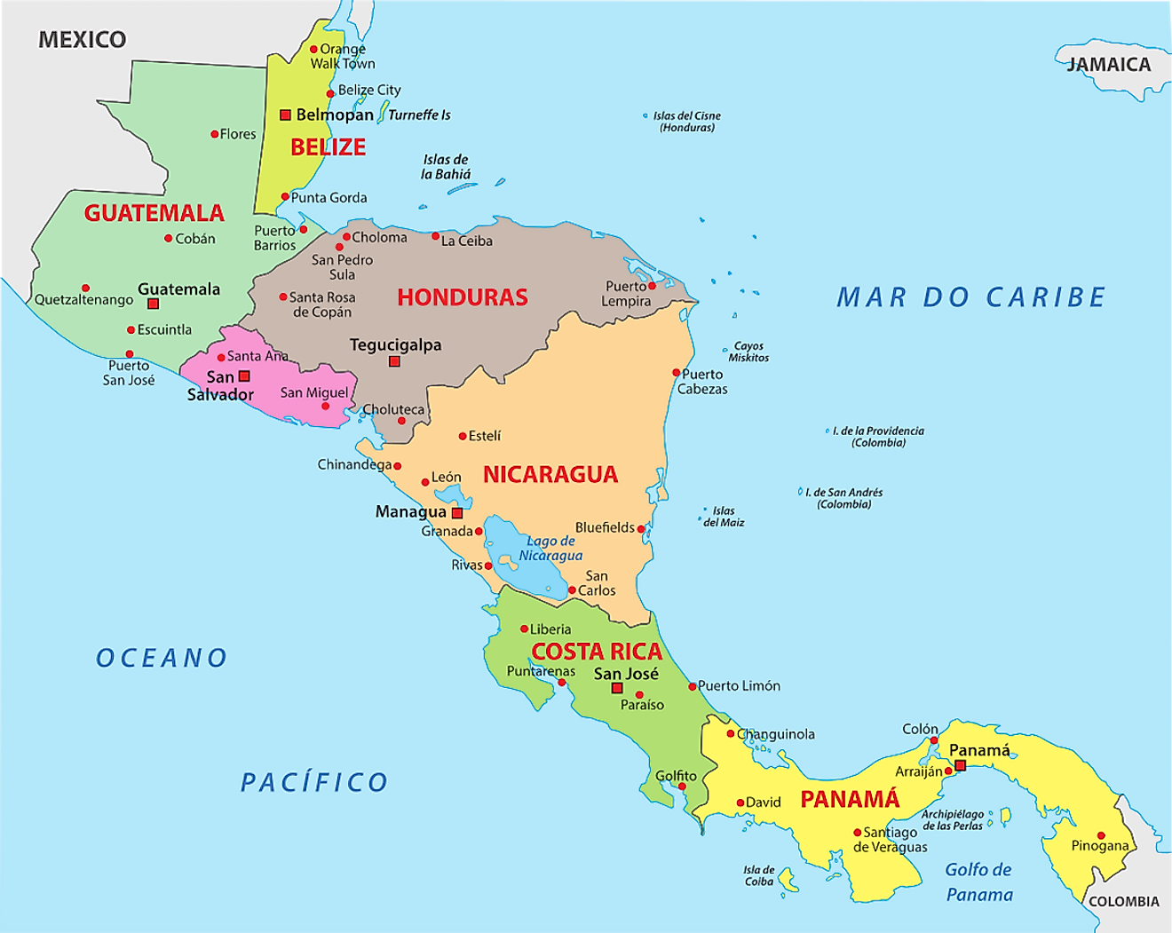 Map of Central America.