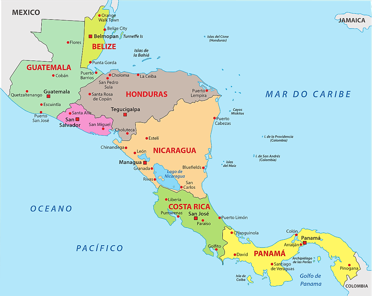 Countries Of Central America Map Wanda Joscelin