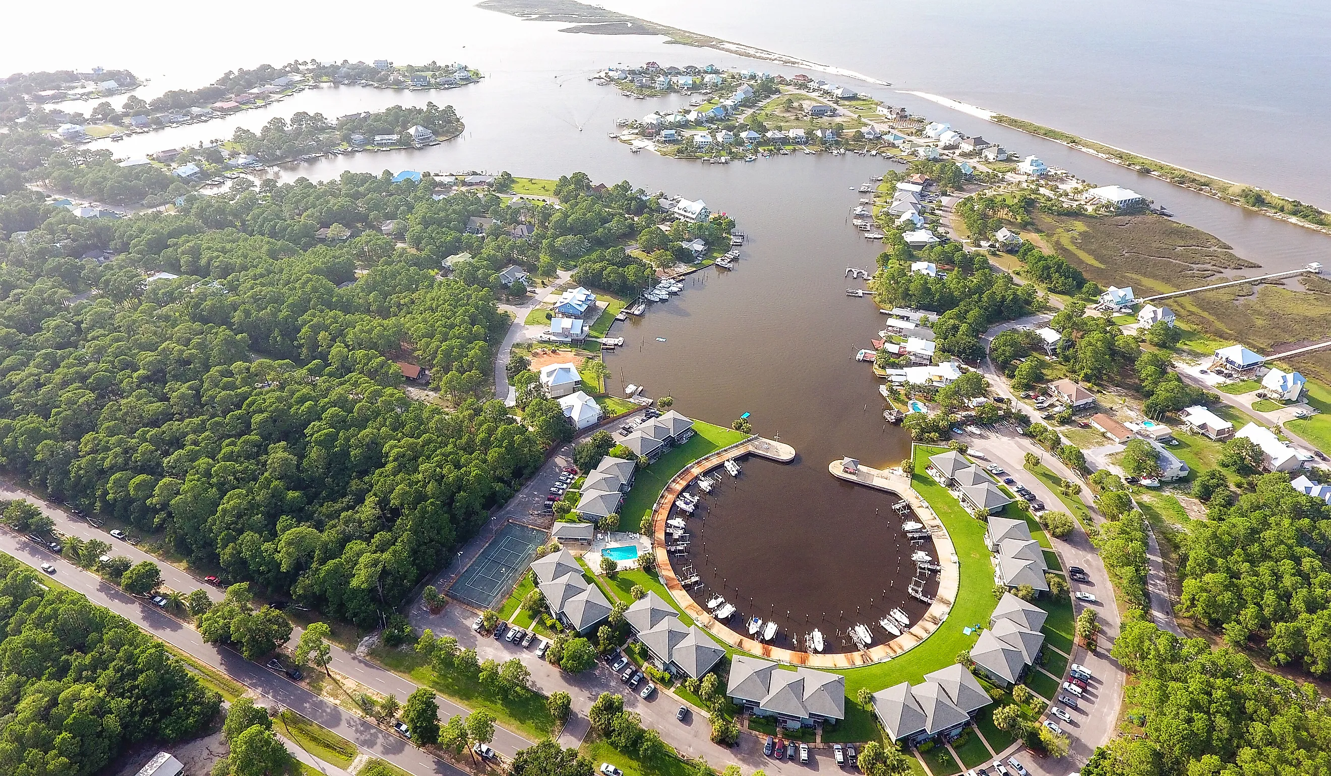 Aerial view of Dauphin Island, Alabama.
