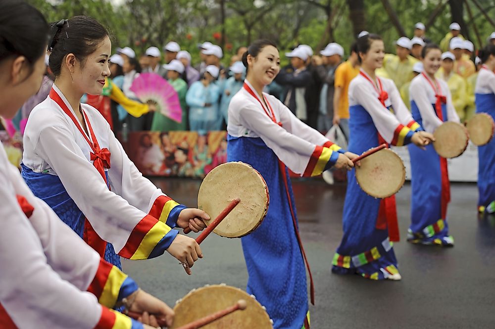 Dancers from Pyongyang, North Korea perform in China. Editorial credit: Jack.Q / Shutterstock.com.