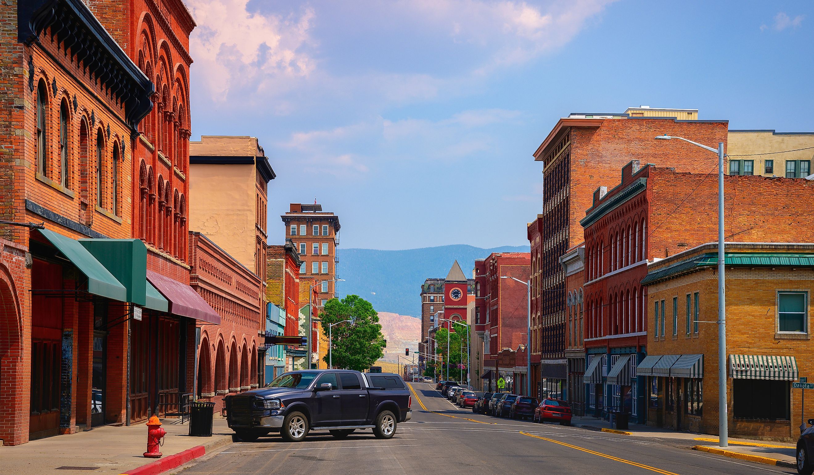 Historic Uptown District of the City of Butte, Montana's most historic city with landmark buildings of the gold and silver rush eras in the United States of America.