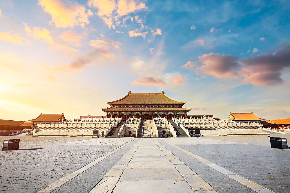 Exterior of the Forbidden City and Palace Museum in Beijing, China.