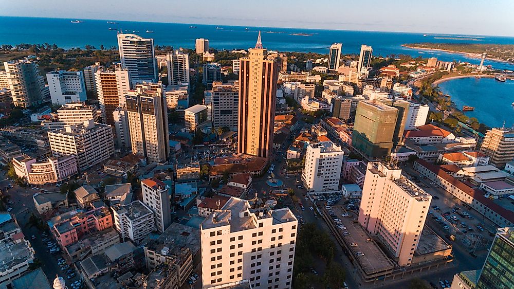 The skyline of Dar es Salaam, Tanzania. Tanzania is one of the most racially diverse countries in the world.