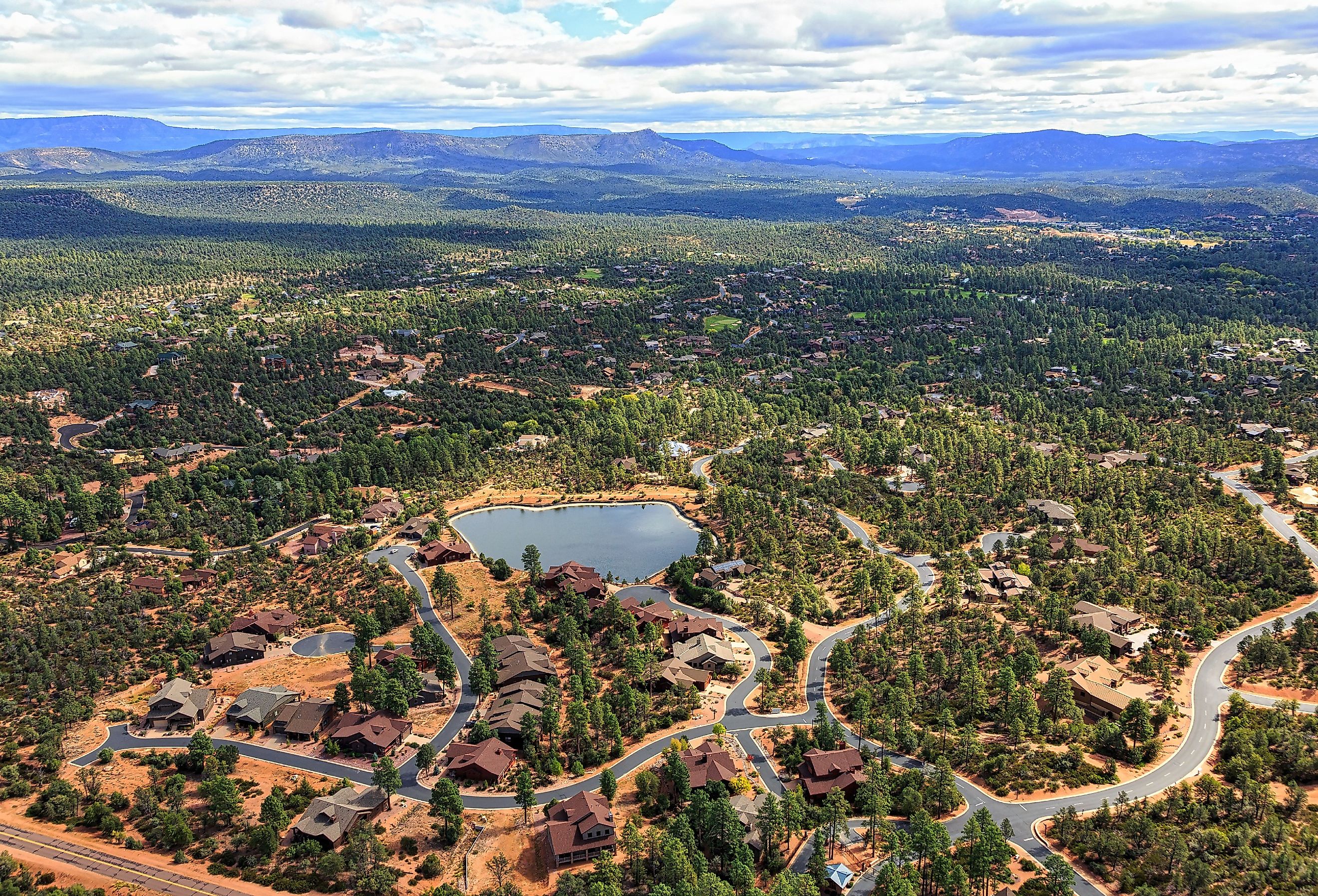 Aerial view of the Mogollon Rim from Payson, Arizona.