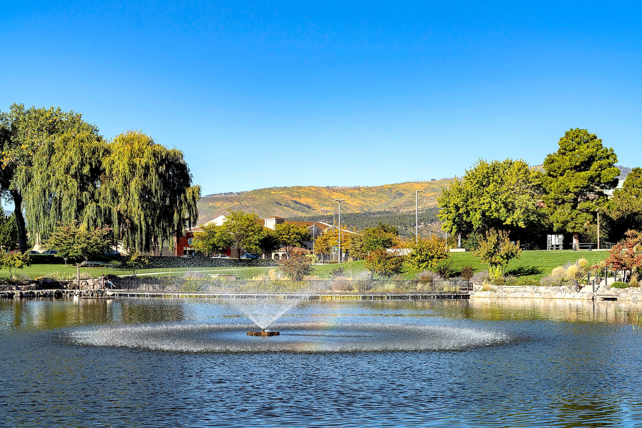 Morning view of the Ashley Pond Park at Los Alamos, New Mexico.