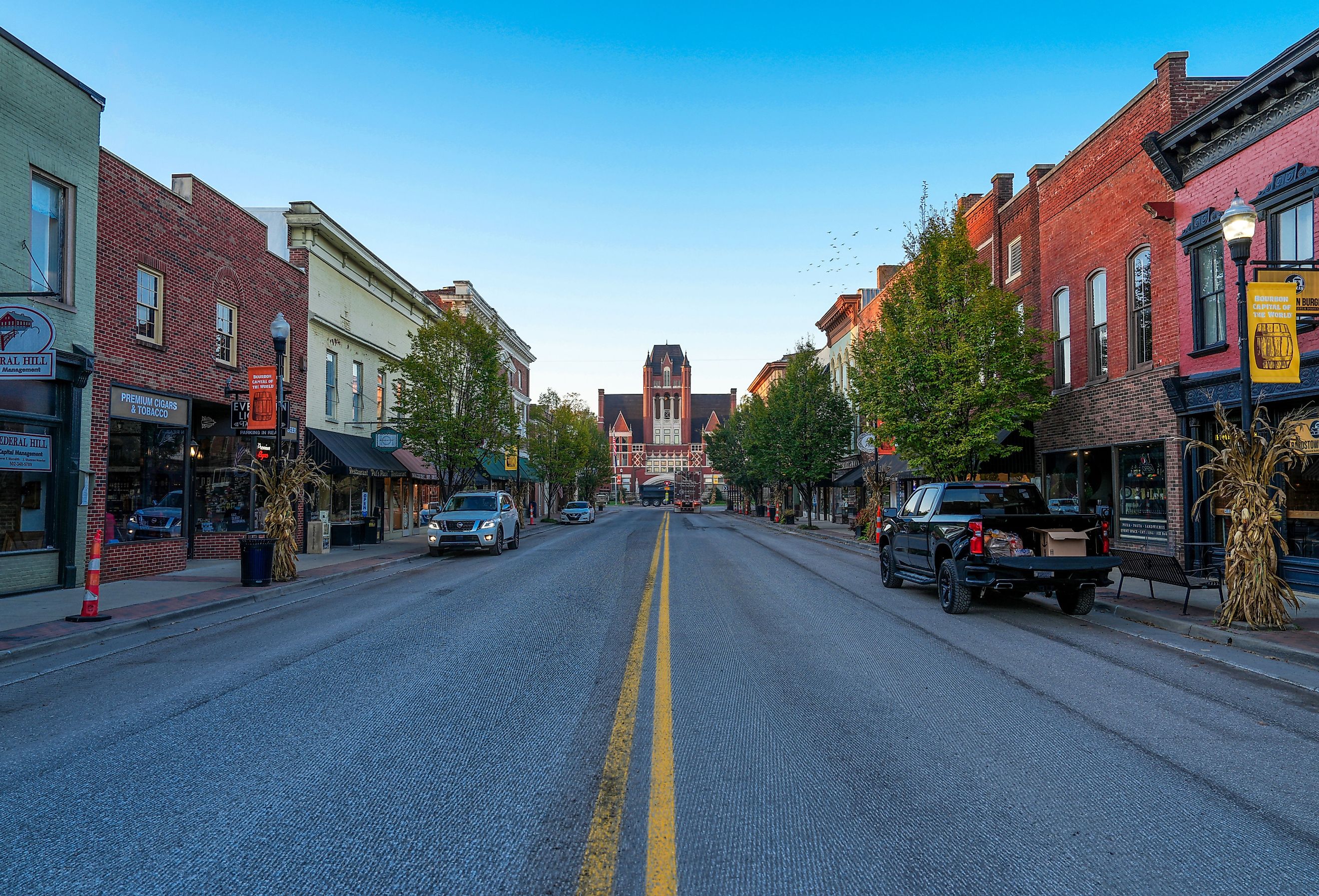 Brick buildings along the main street in Bardstown, Kentucky. Image credit Jason Busa via Shutterstock