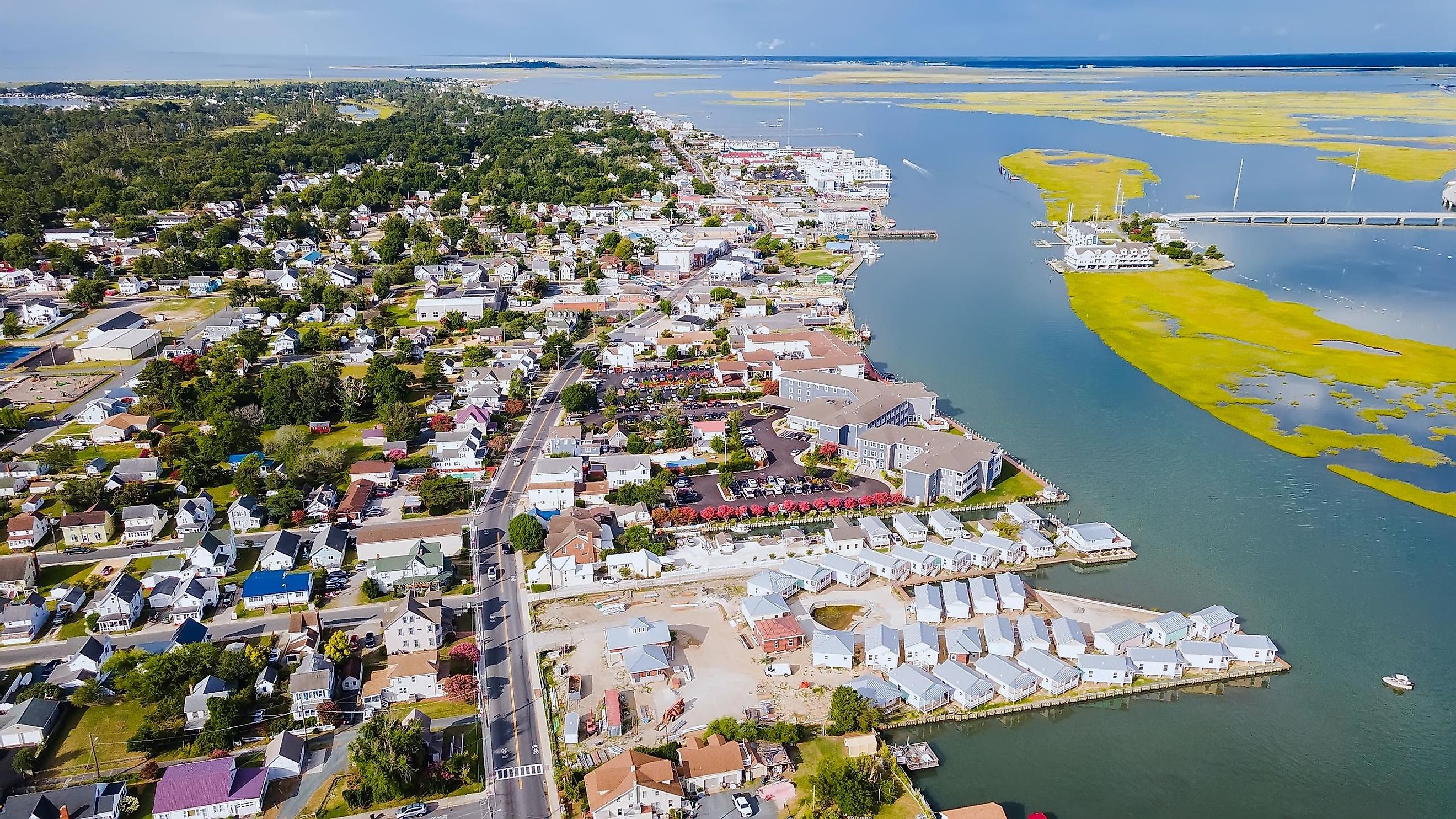 Aerial view of Chincoteague, Virginia.