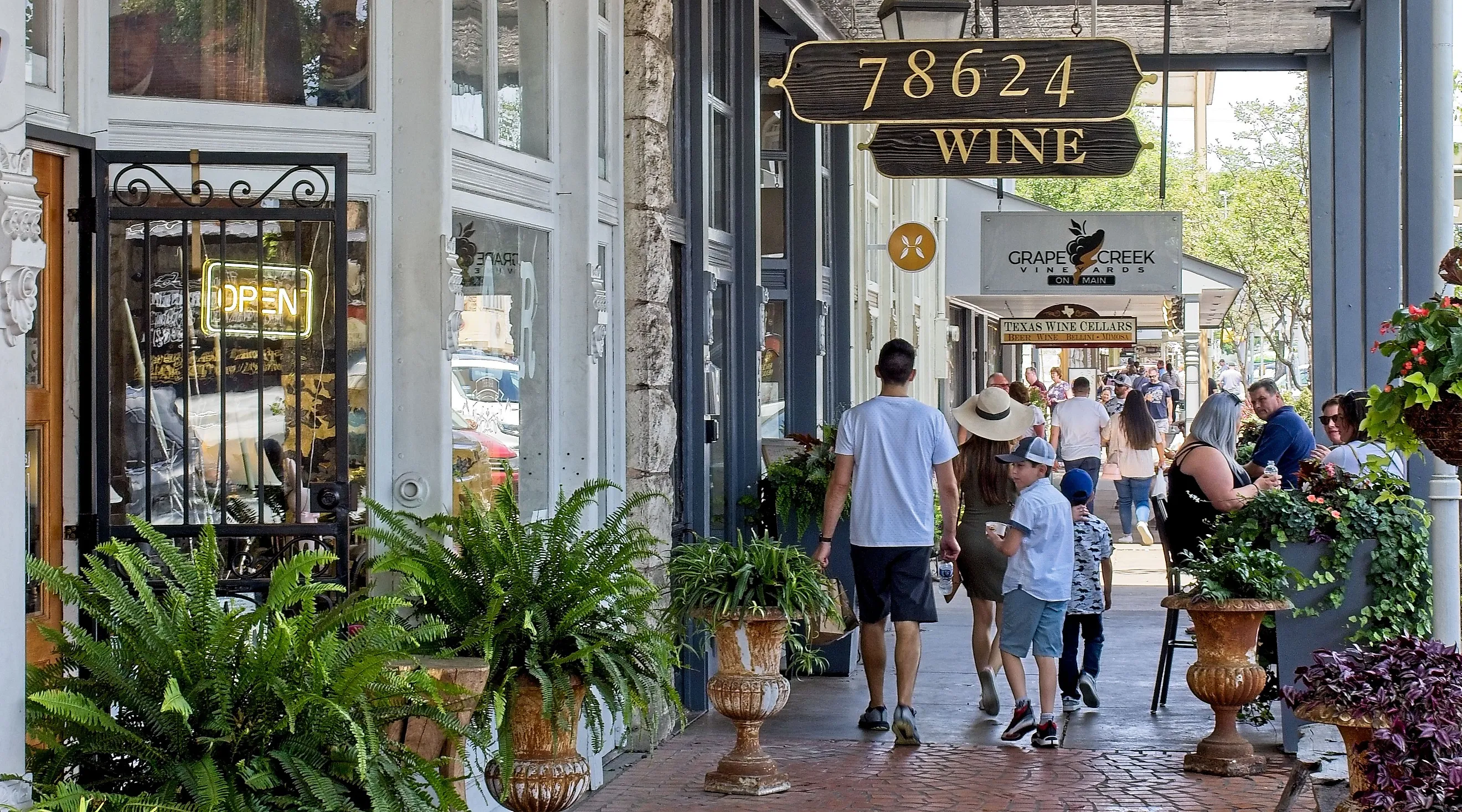 Downtown Fredericksburg, Texas along main street