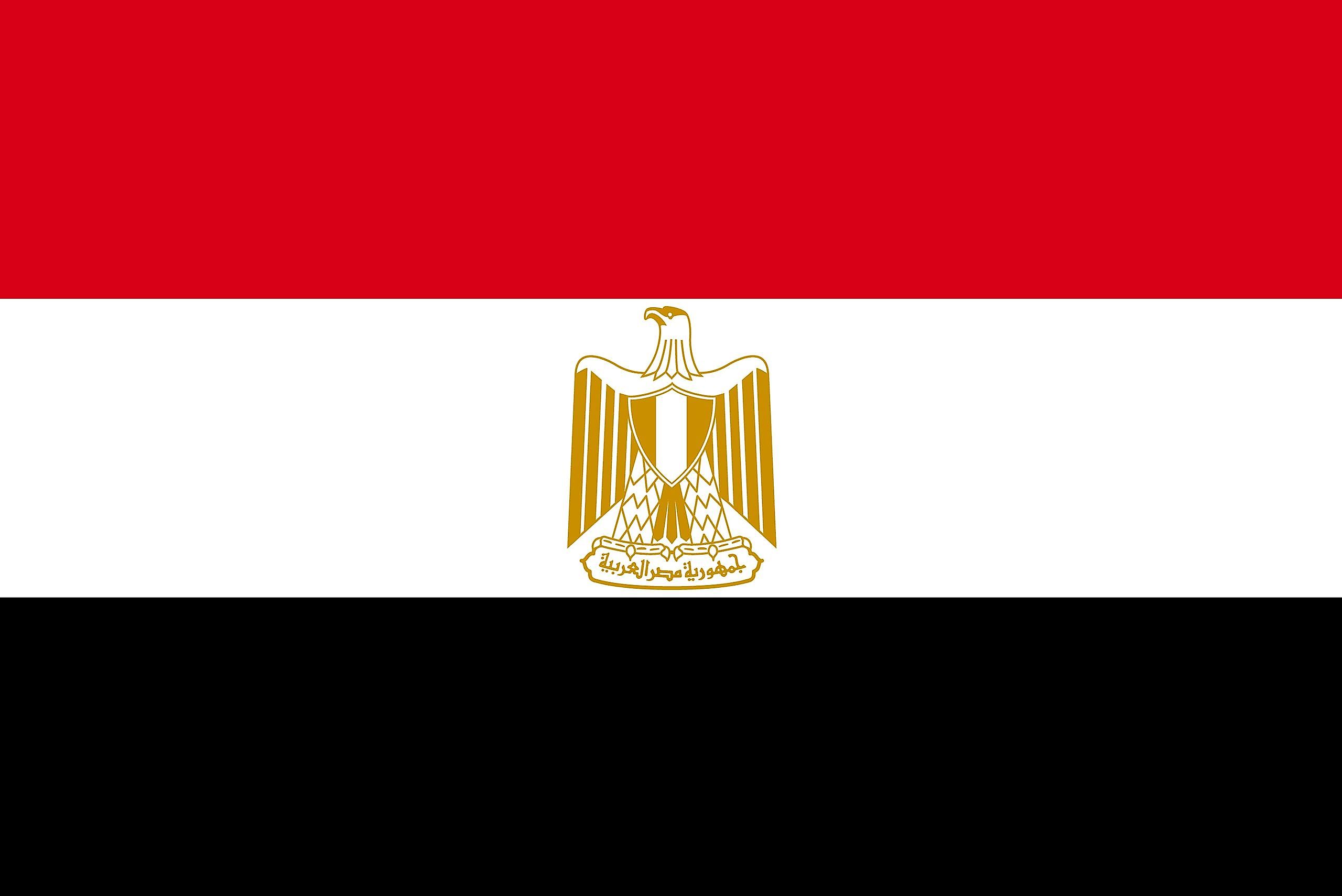 The flag of Egypt.