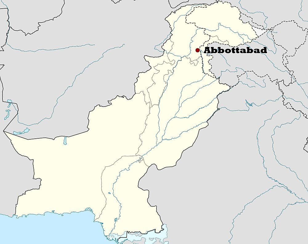 A map showing where Osama bin Laden was captured in Pakistan in 2011.