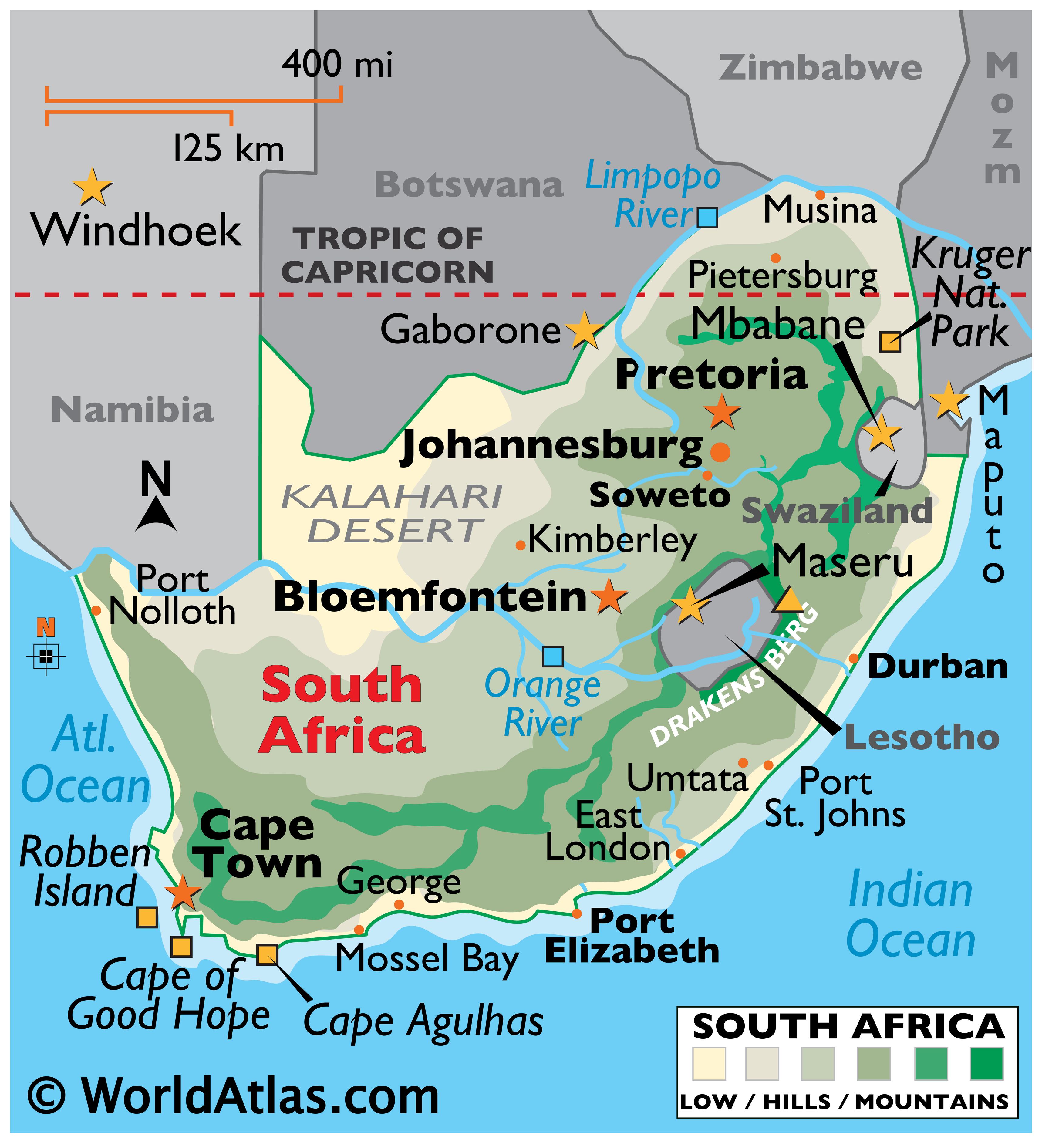 Physical Map Of Africa With Rivers And Mountains