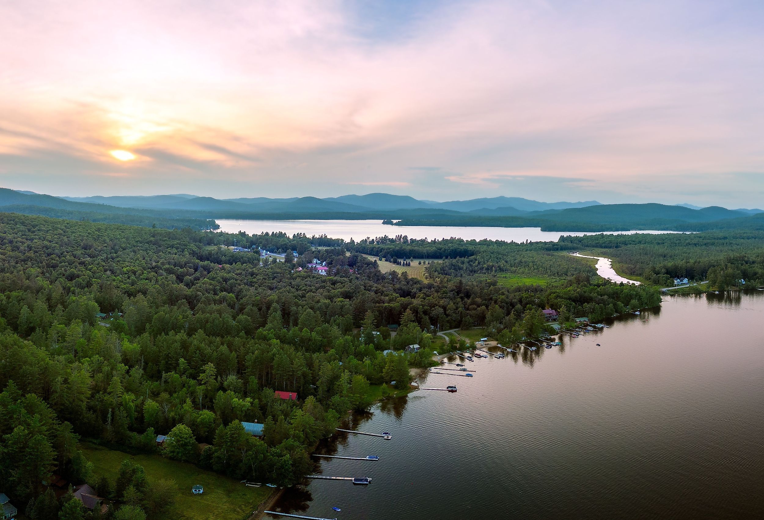 Speculator, New York with Lake Pleasant.