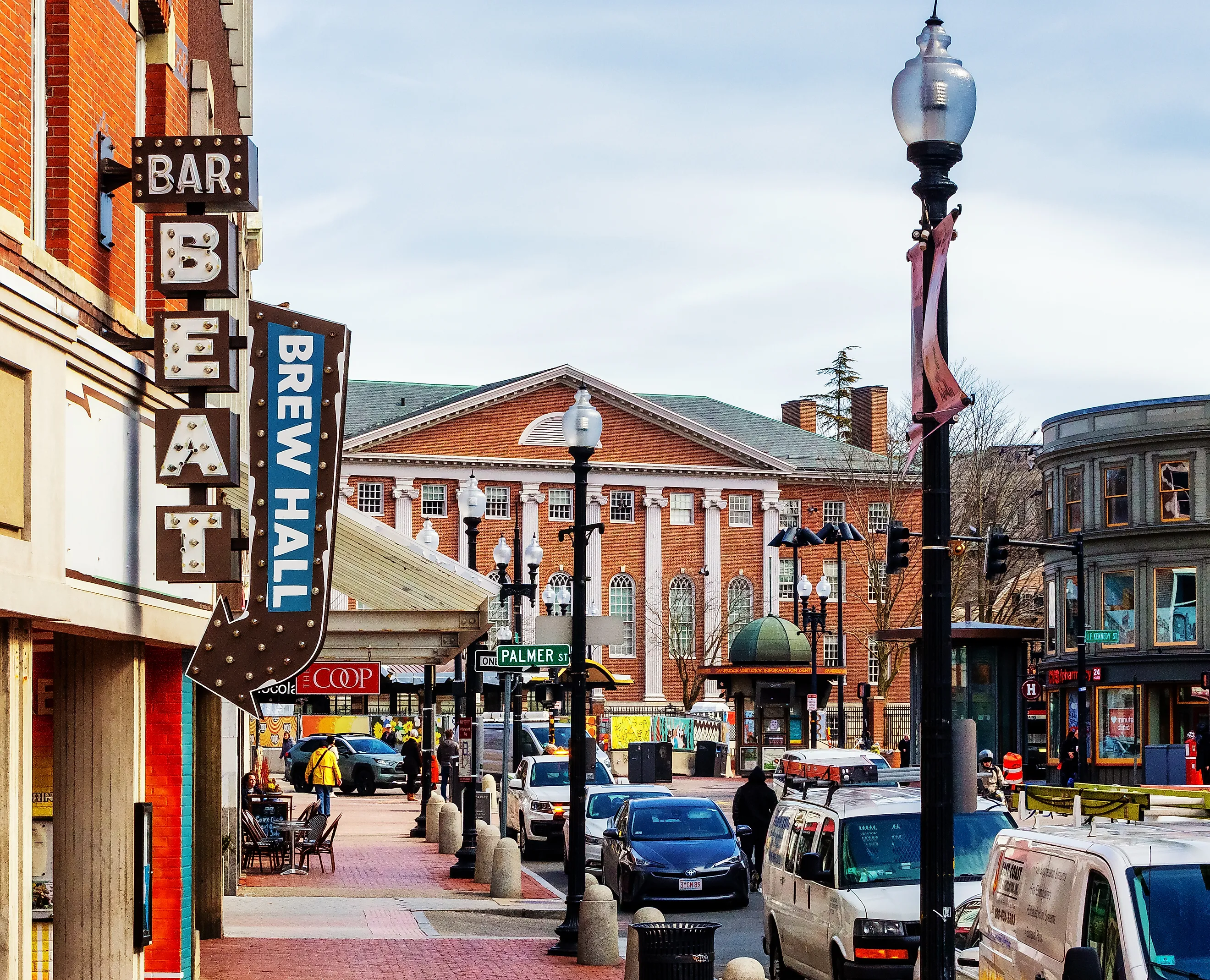 Cambridge, Massachusetts: Looking up Brattle Street to its intersection with Massachusetts Avenue and JFK Street, via APCortizasJr / iStock.com