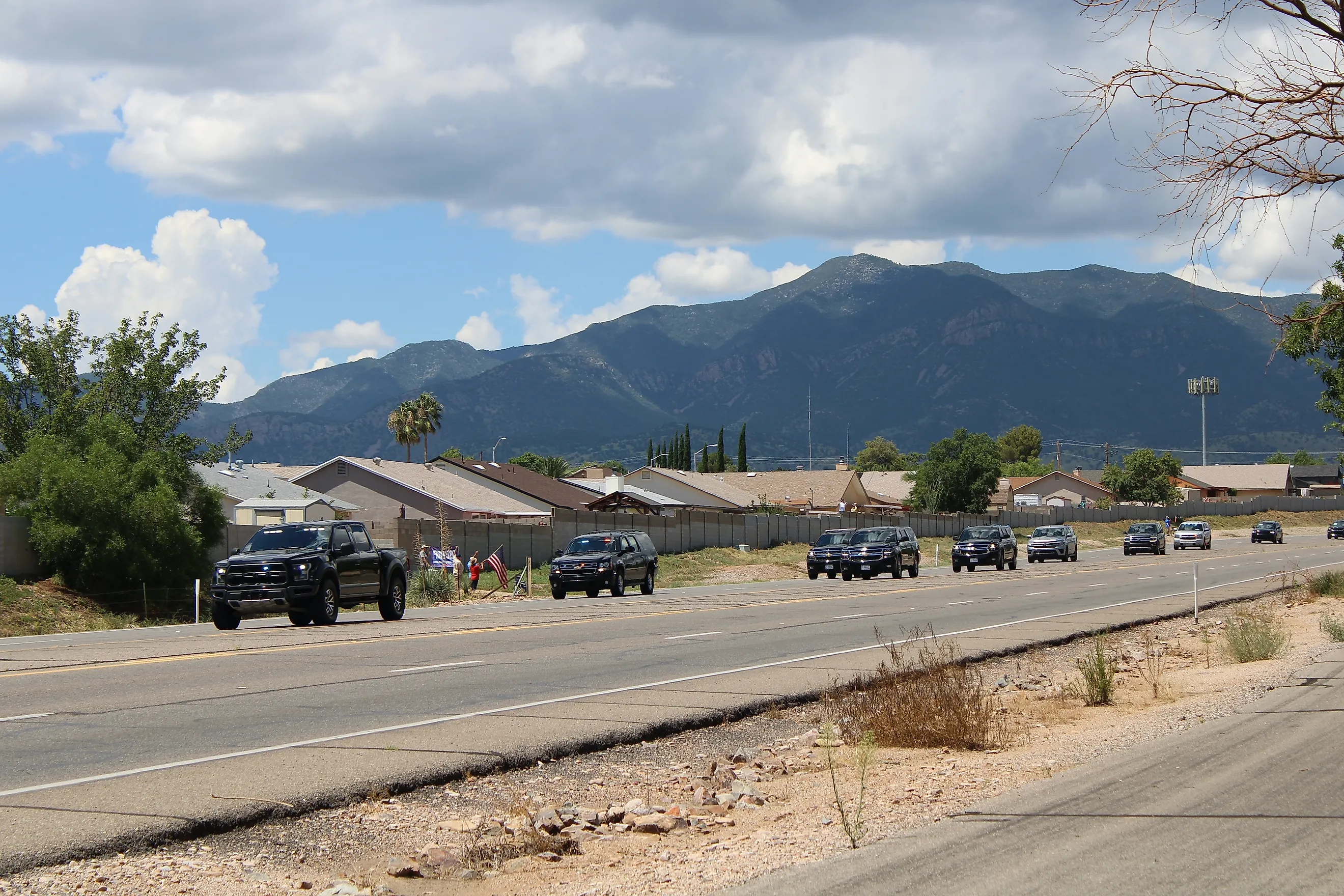 President Trump's motorcade heading toward the border in Sierra Vista, Arizona, United States. Editorial credit: Charlotte Evelyn / Shutterstock.com