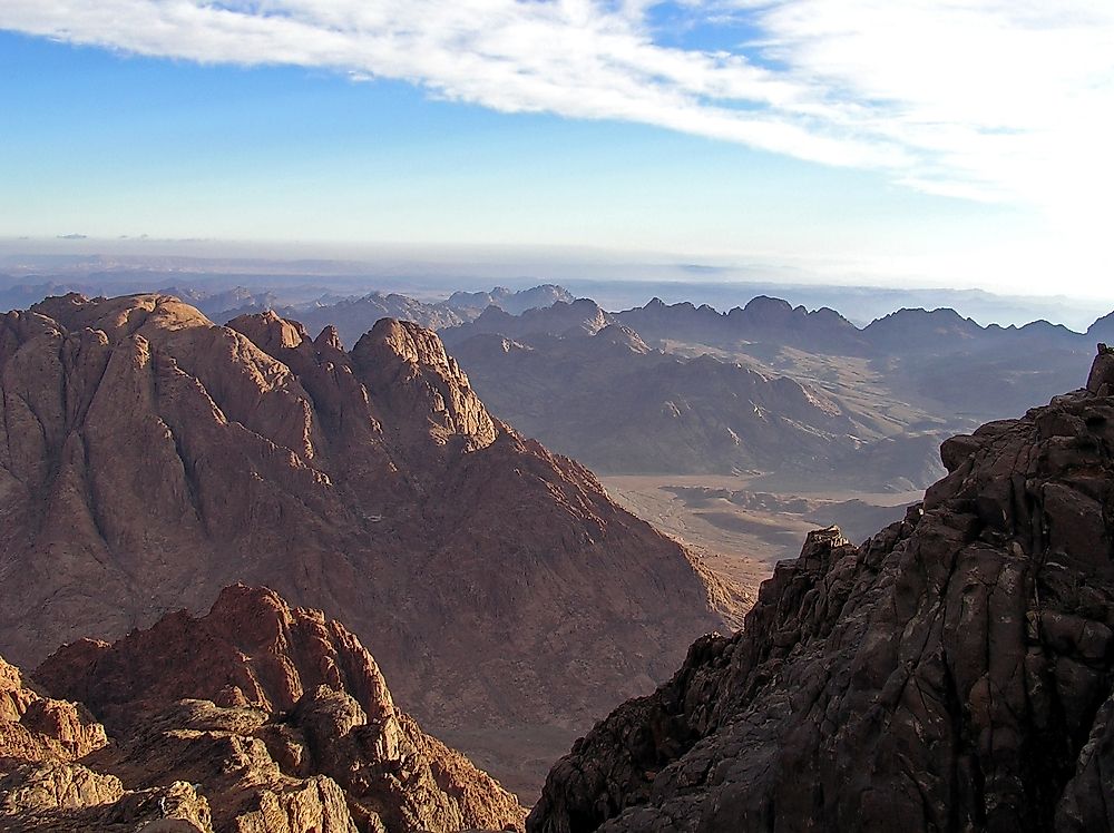 The Sinai Peninsula, which the border between Africa and Asia is centered around.