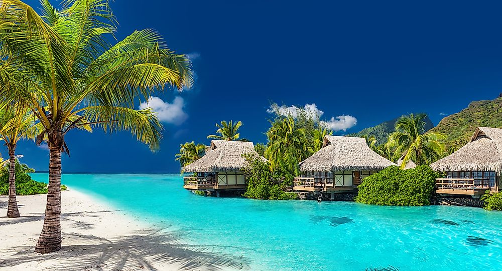 Tourist huts in Fiji, South Pacific.