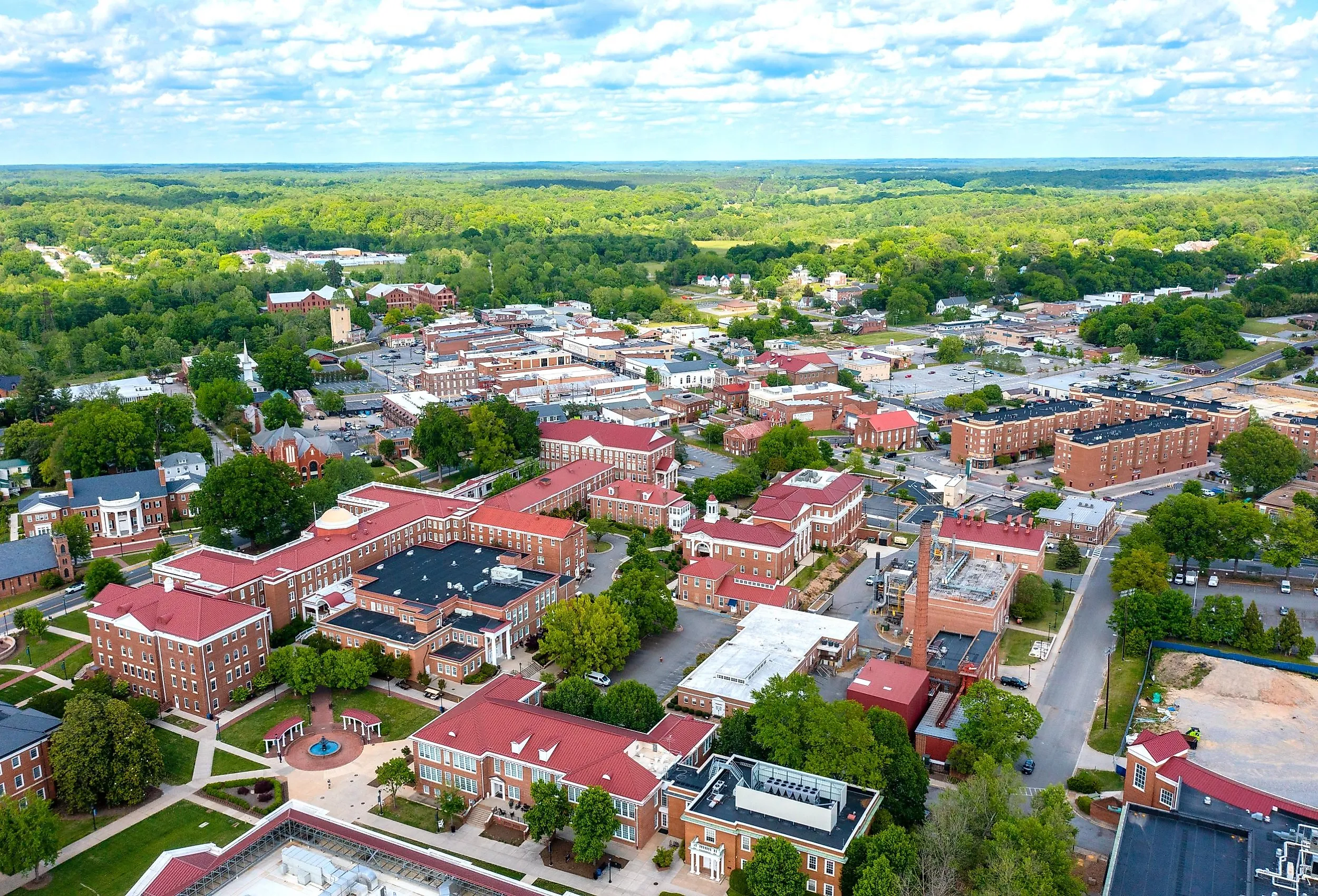 Aerial view of Farmville, Virginia.