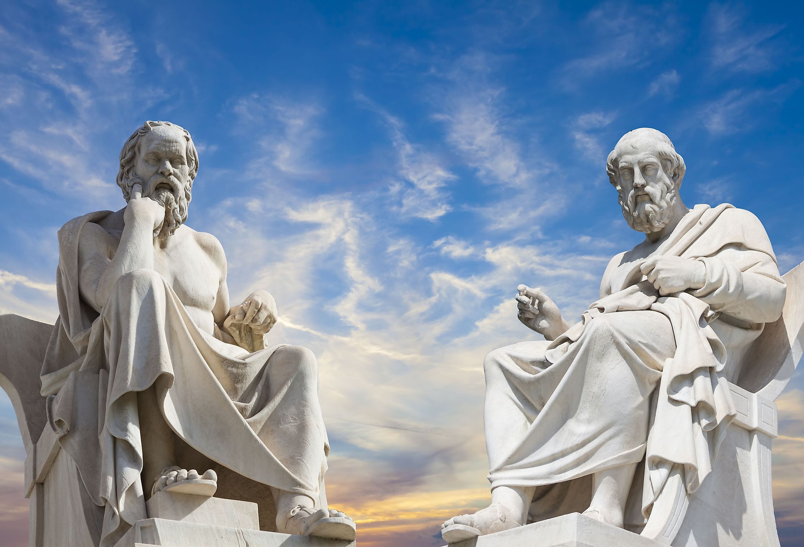 Statues of Plato and Socrates, ancient Greek philosophers. Image credit Anastasios71 via Shutterstock