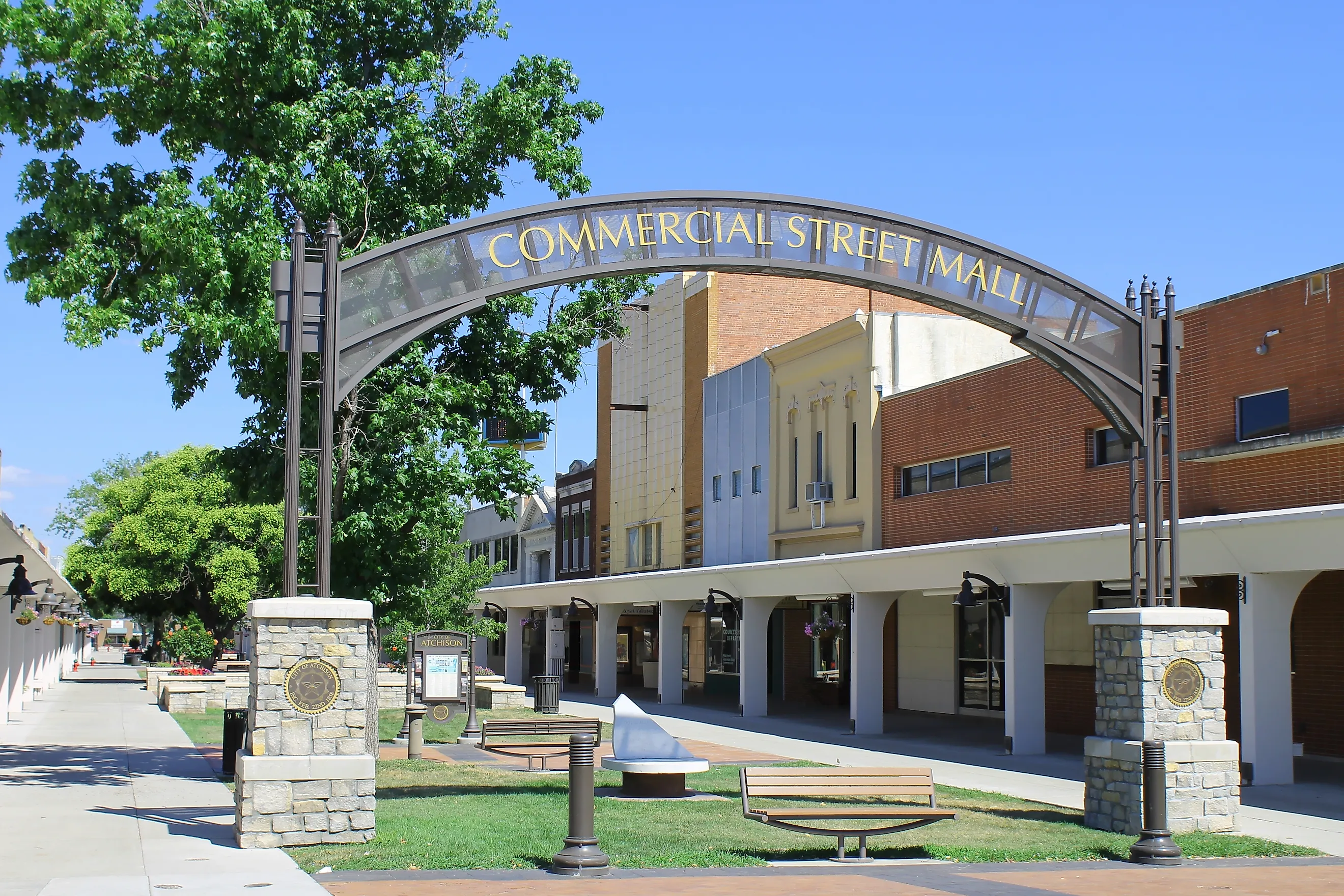 View of the Commercial Street Mall area in downtown Atchison, Kansas. Image credit: Dustin77a / Shutterstock.com.