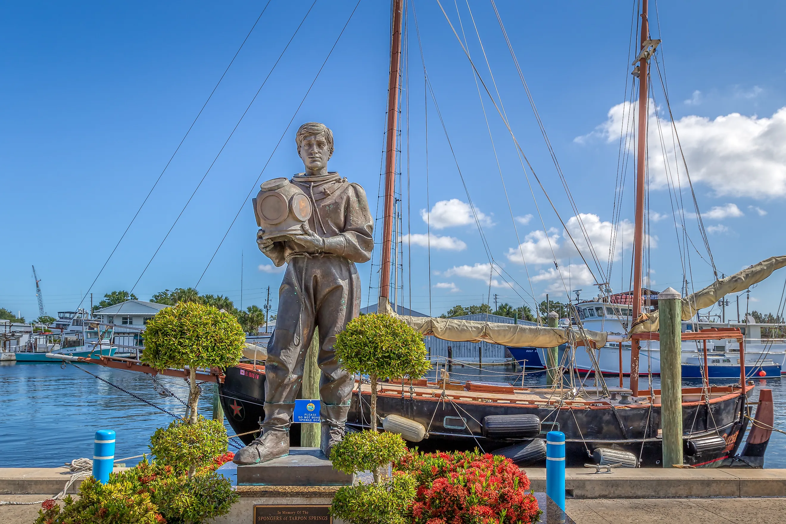 A statue of a sponge diver in Tarpon Springs, Florida.