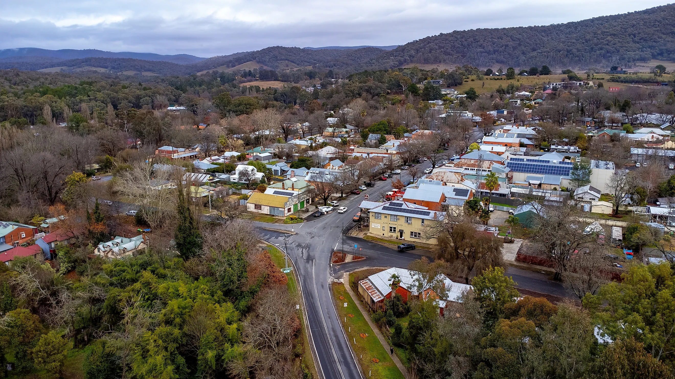 Aerial view of Yackandandah, Victoria, Australia. Image credit: Paul Harding 00 / Shutterstock.com.