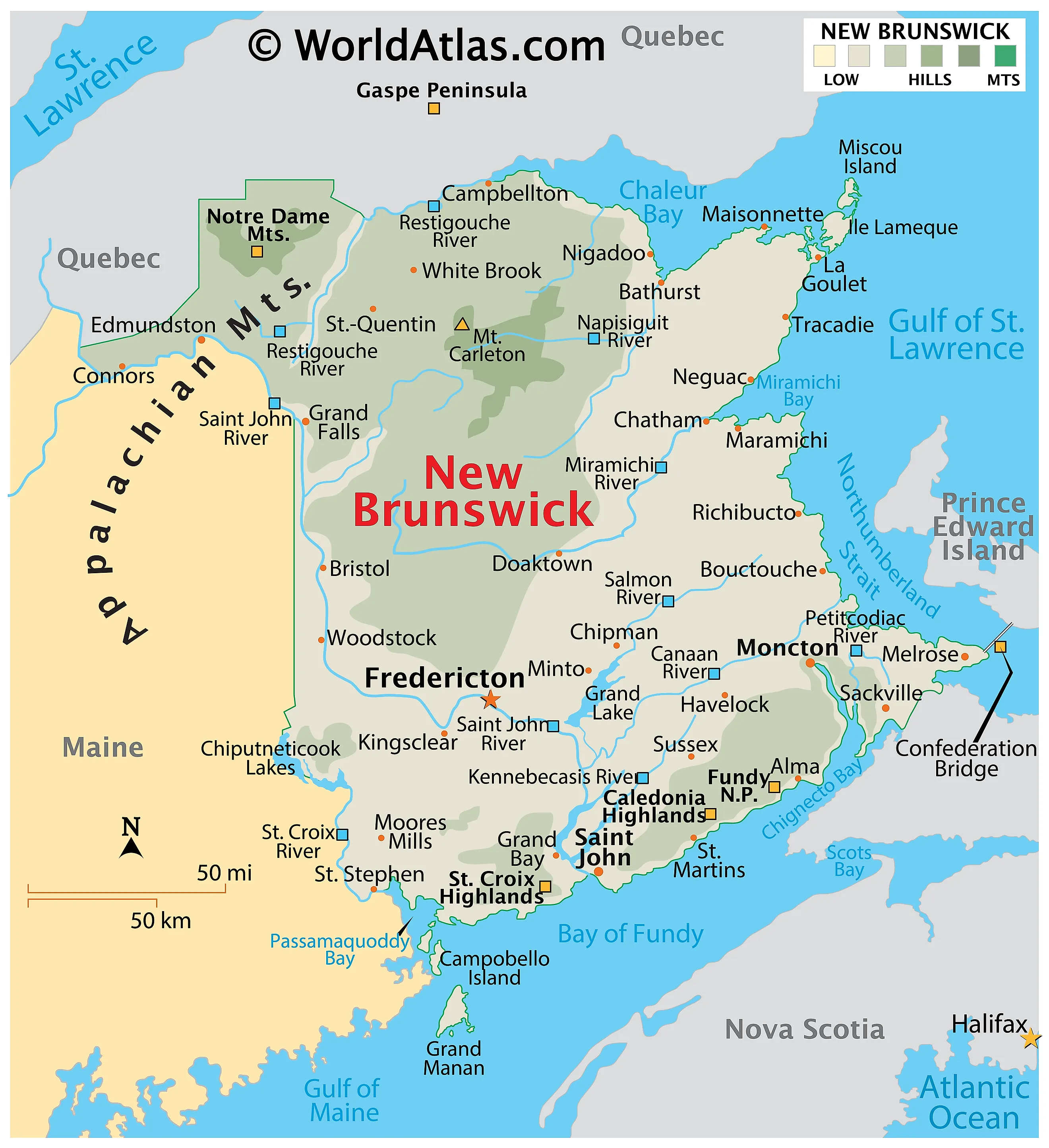 Simplified geological map of the area around the Bay of Fundy and