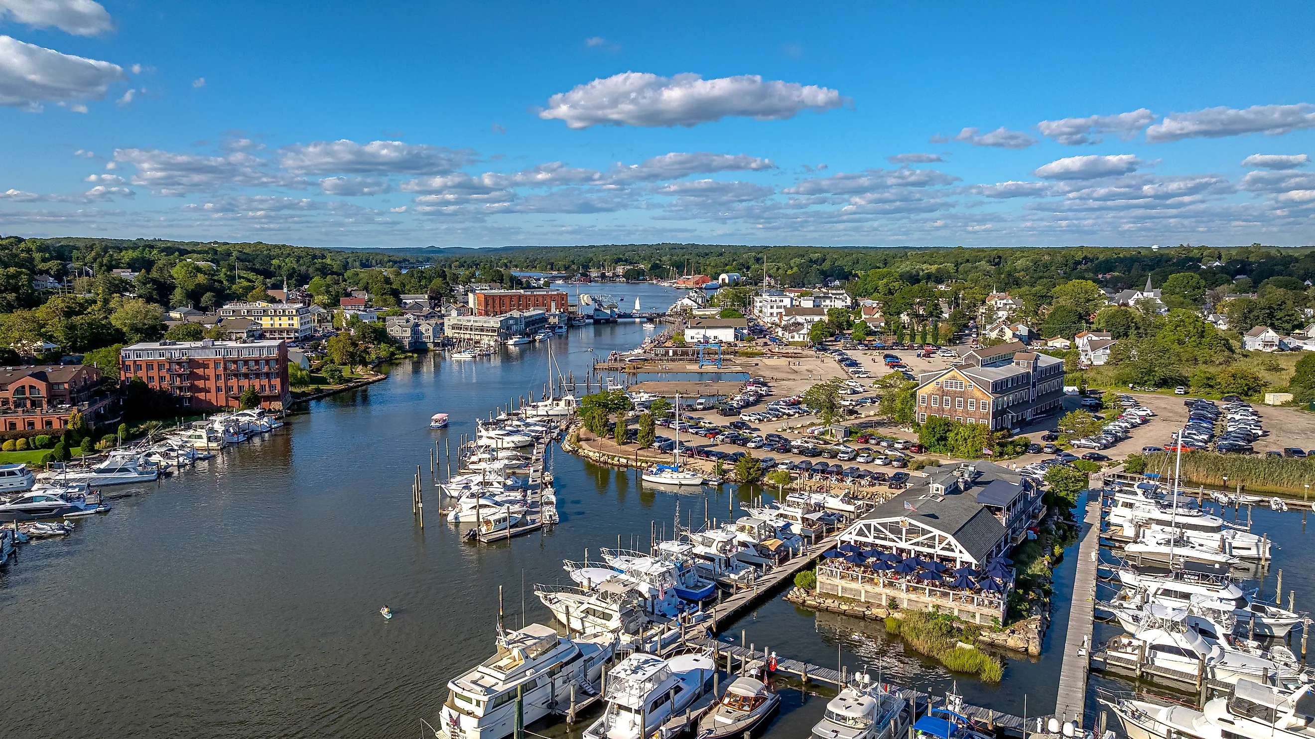 Aerial view of Mystic, Connecticut.