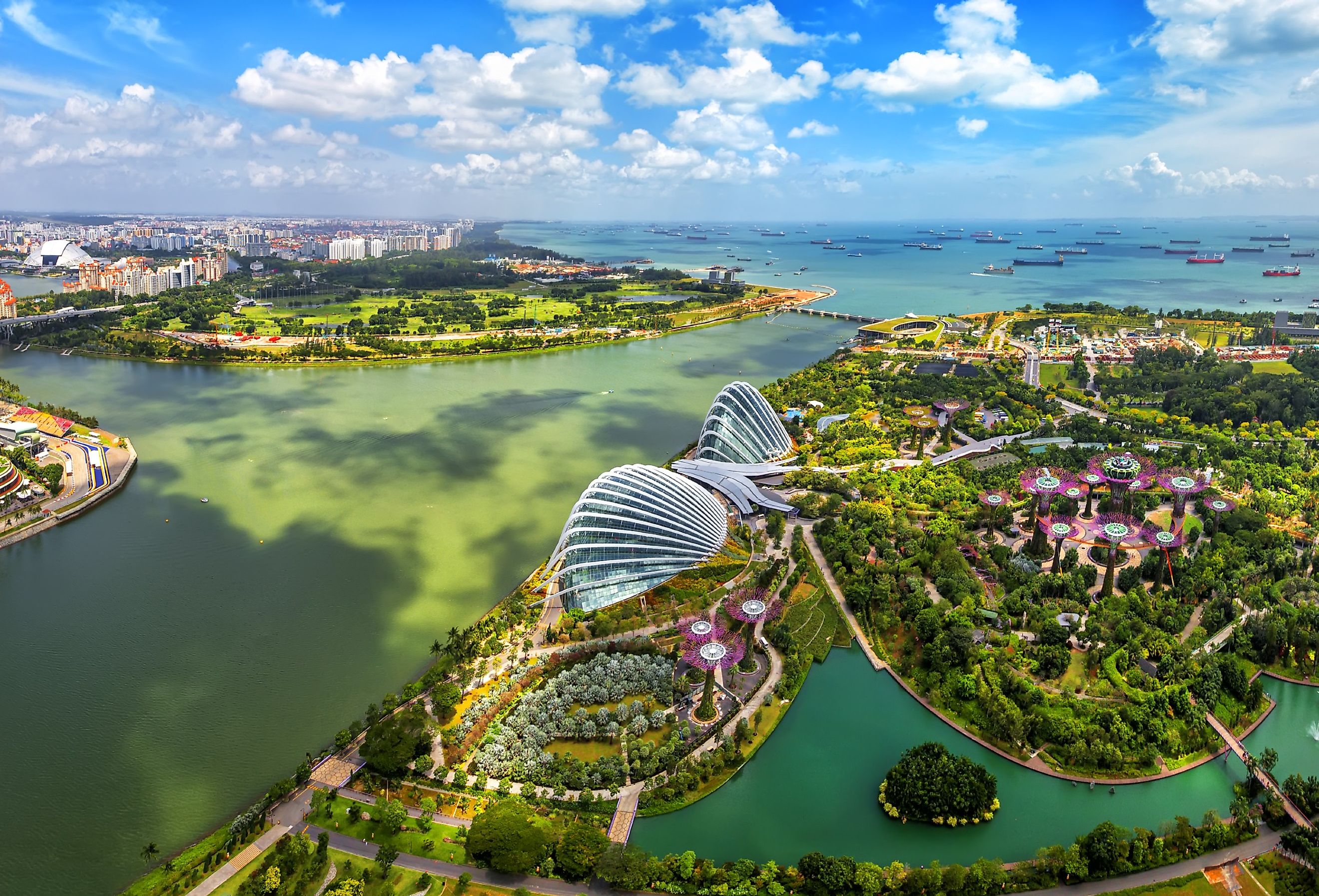 Bird eyes view of Singapore City skyline in Singapore.