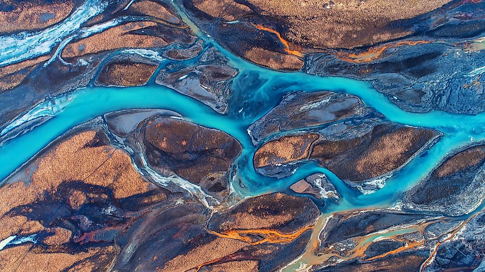 Aits in a river in Iceland.