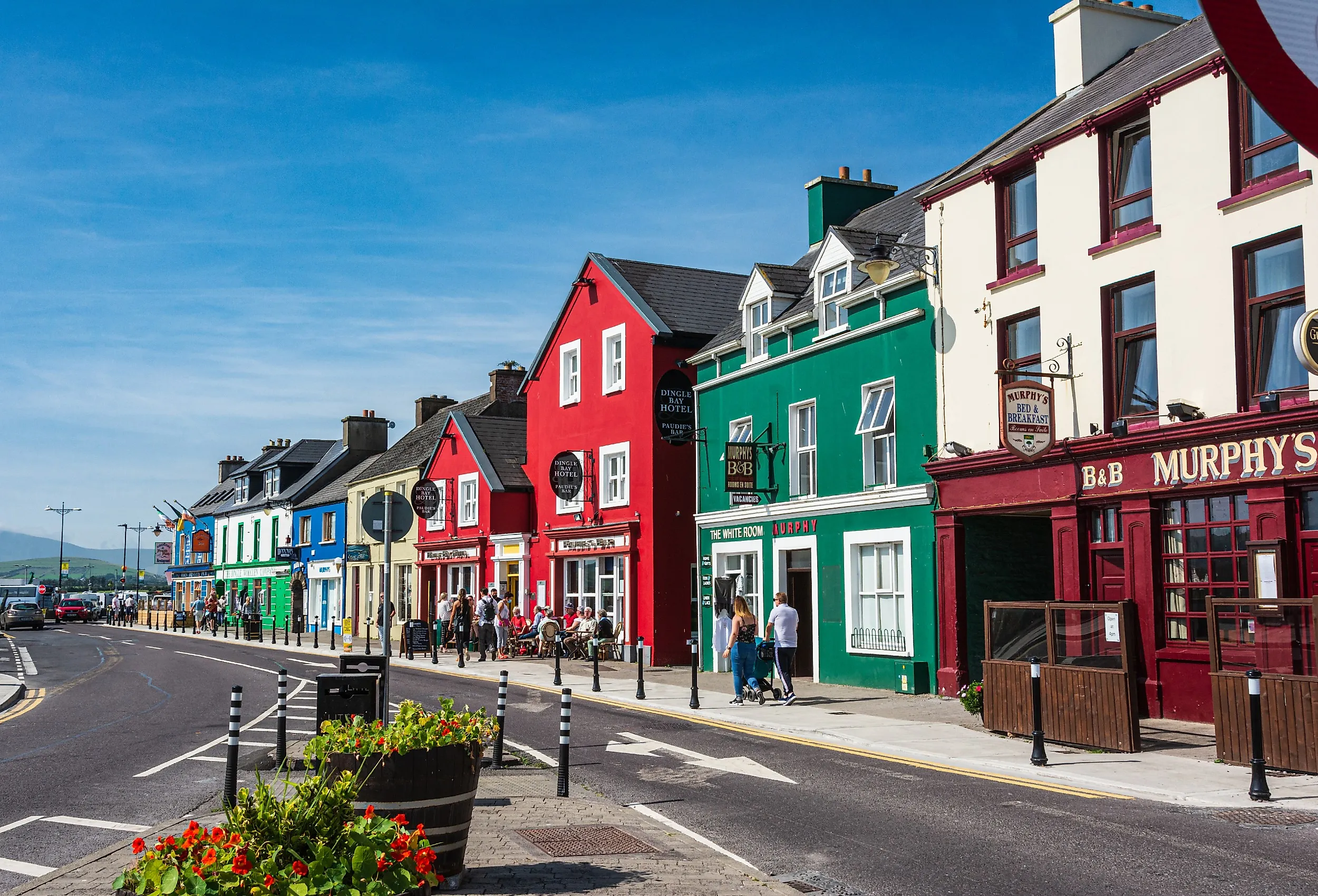 Downtown street in Dingle, Ireland.