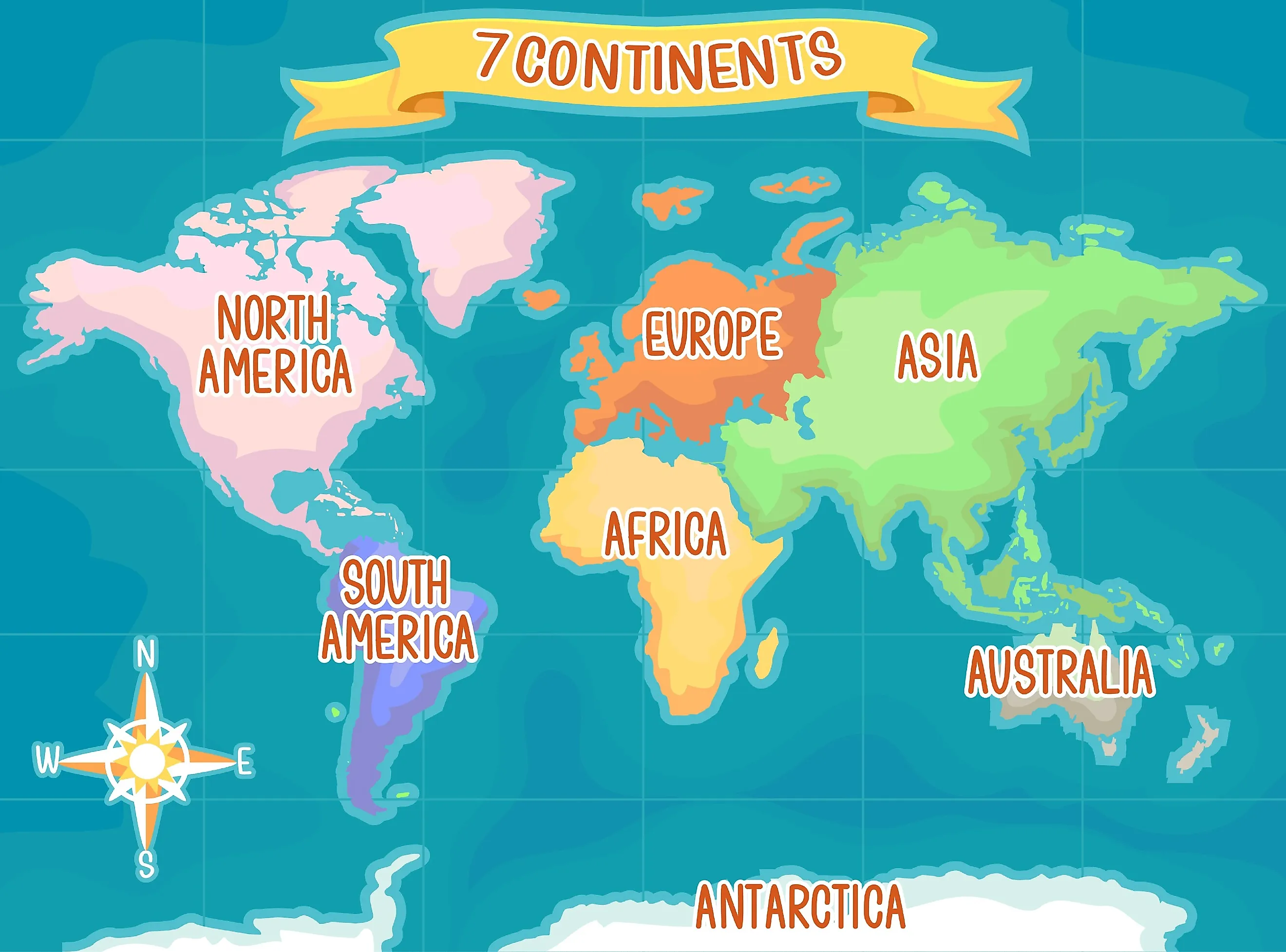 Map Of The 7 Continents And Oceans