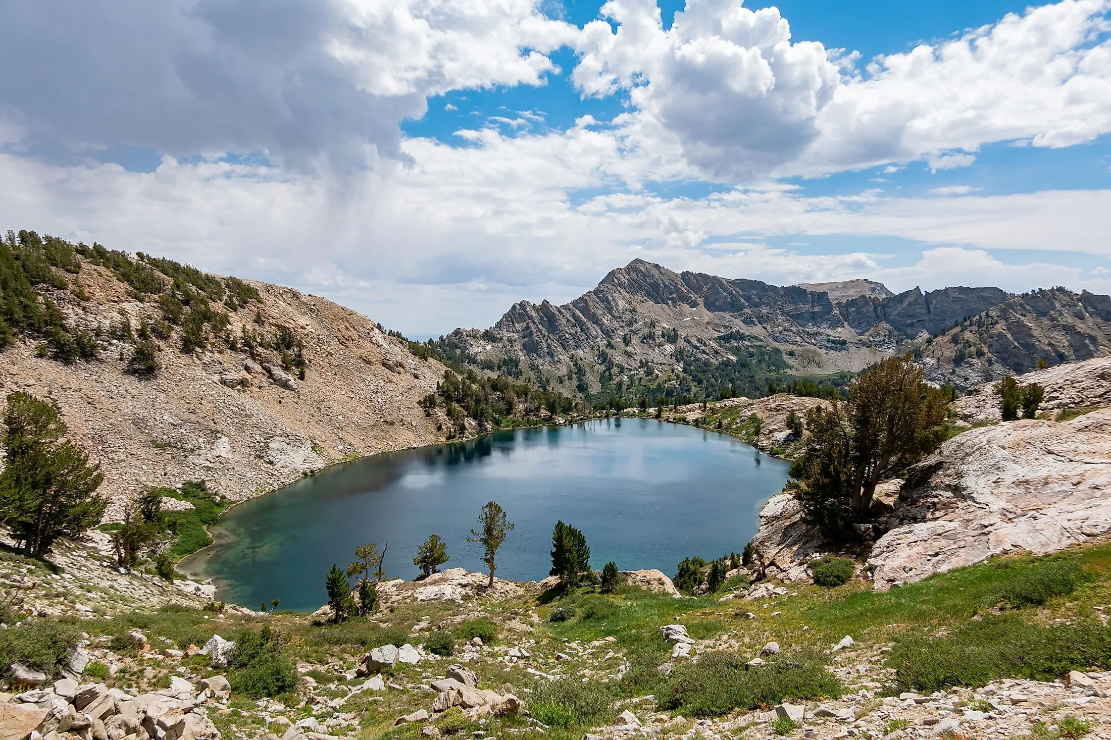 Aerial view of the beautiful Liberty Lake at Ruby Mountain, Nevada