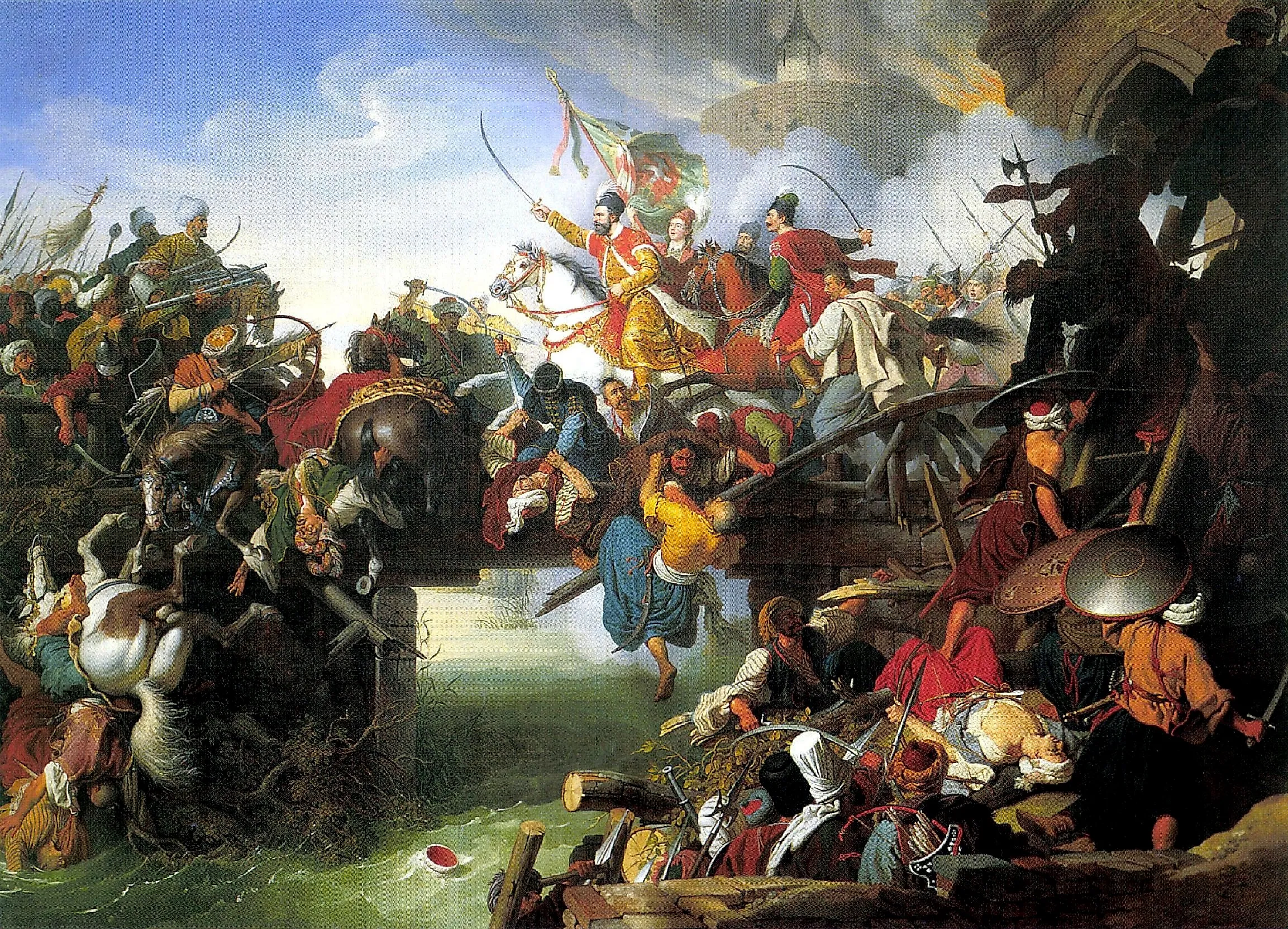 Siege of Szigetvár by Suleiman the Magnificent. Image credit: Johann Peter Krafft via Wikimedia Commons (Public domain).