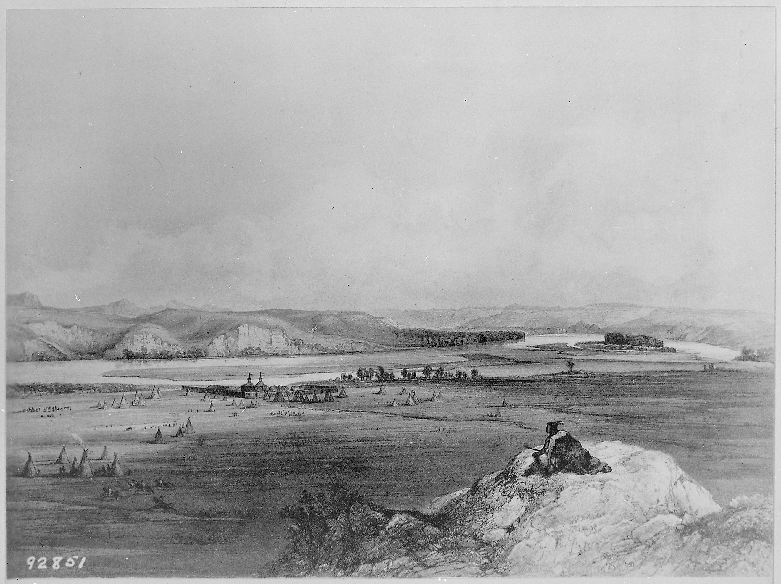 Lithograph from "Travels in the Interior of North America, 1832-1834" by Maximilian, Prince of Wied (London, 1838-43).