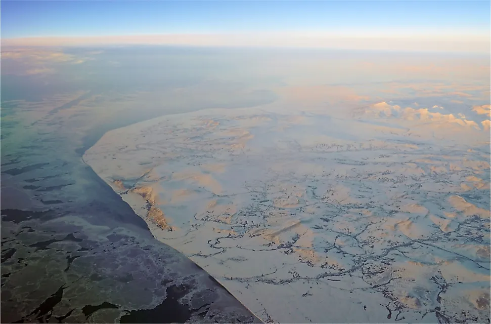 The Bering Strait at the western edge of Alaska, USA.