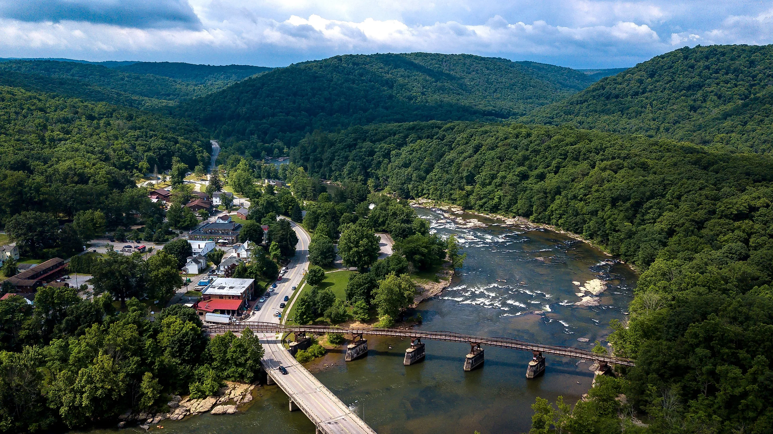  Aerial view of Ohiopyle, Pennsylvania.