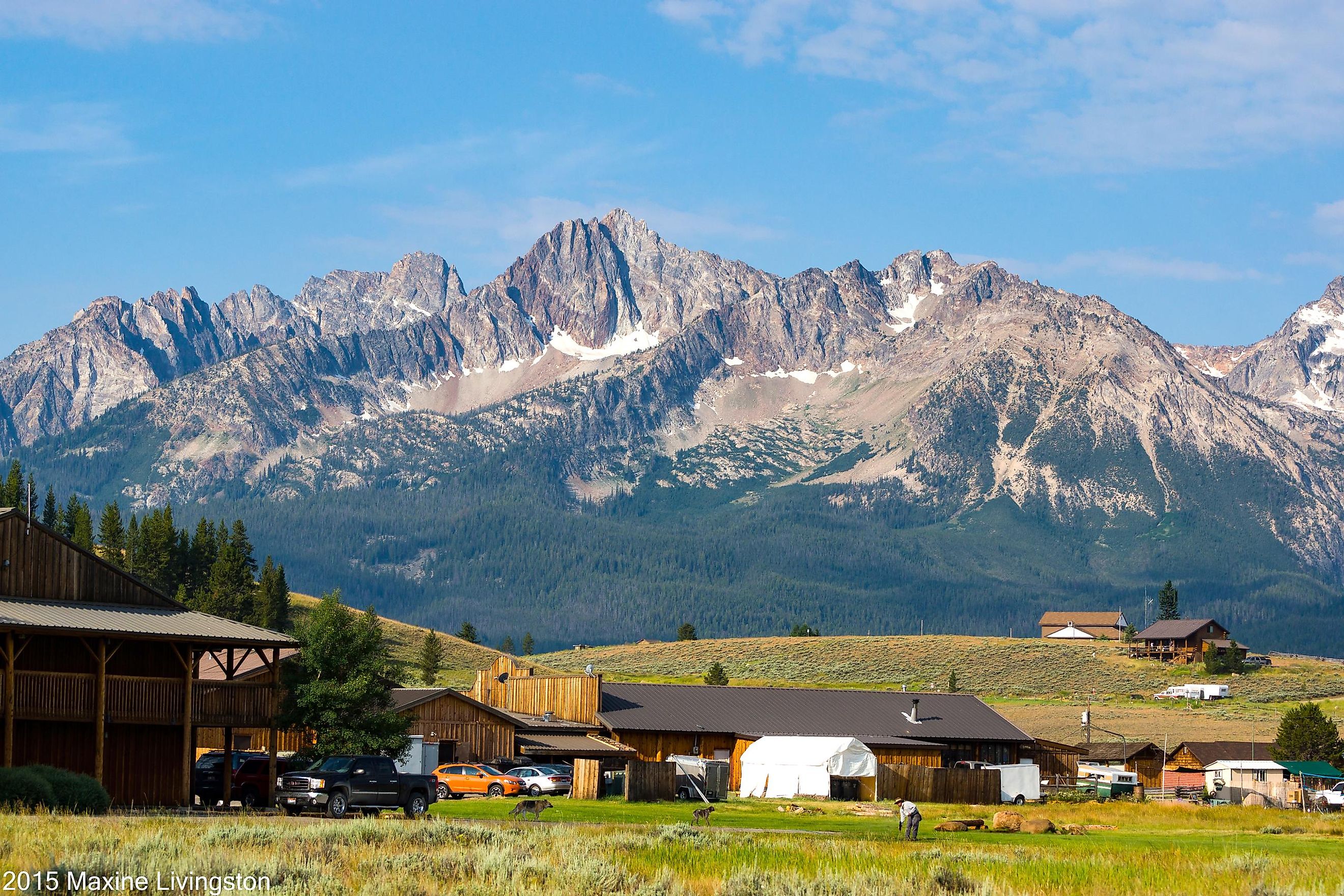 The Sawtooth Mountains rising over Stanley, Idaho.
