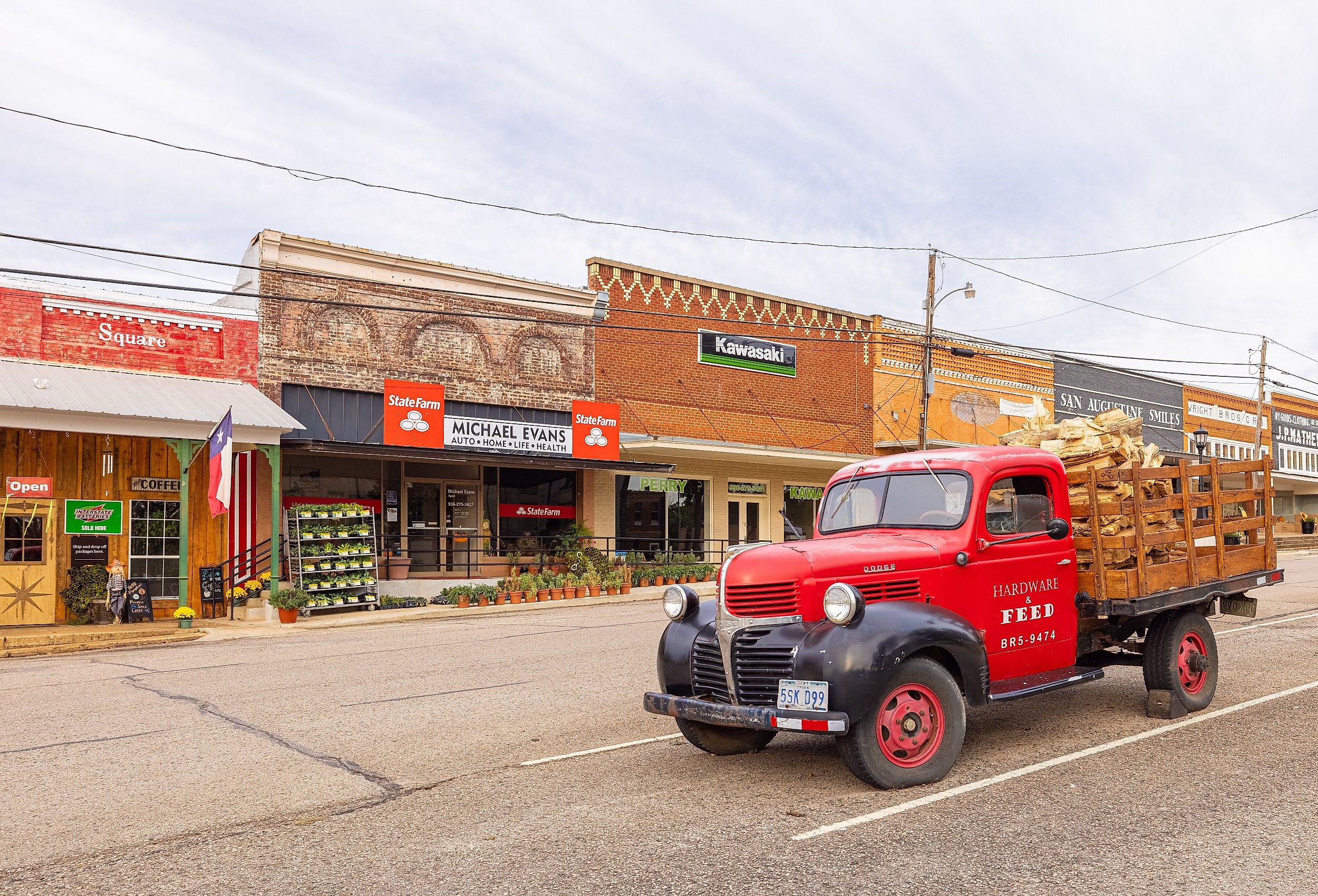 Old business district on Columbia Street in San Augustine, Texas. Image credit Roberto Galan via Shutterstock