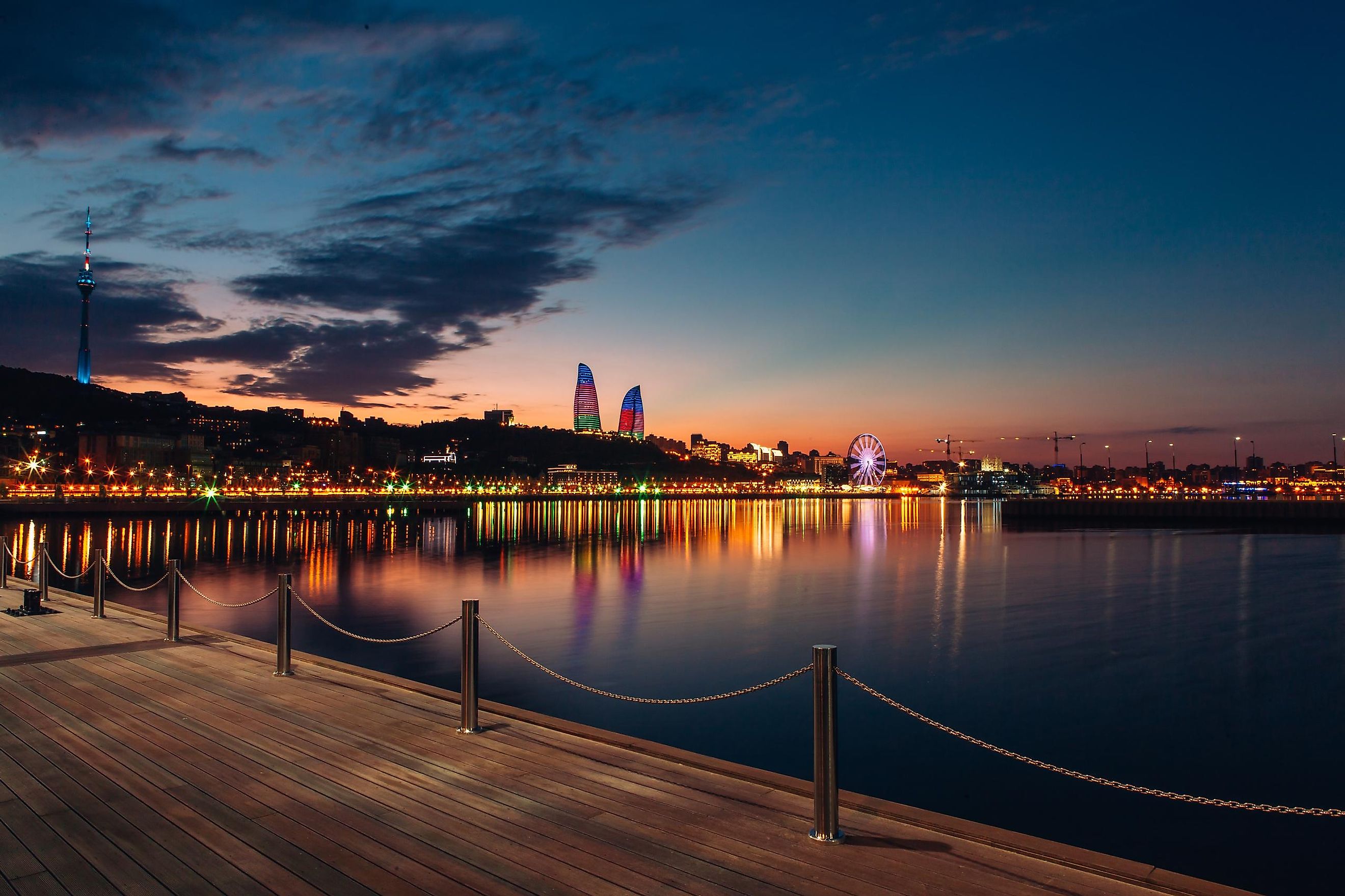 Caspian Sea shore at Baku, Azerbaijan.