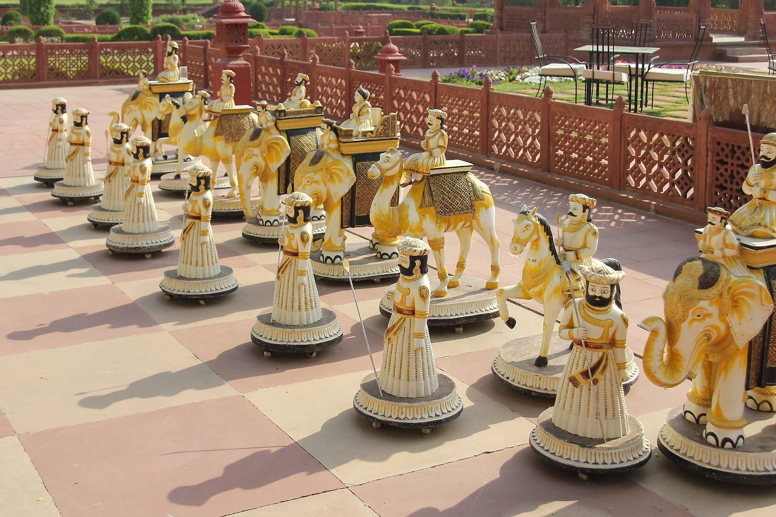 Handcrafted chess figures used in ancient India.